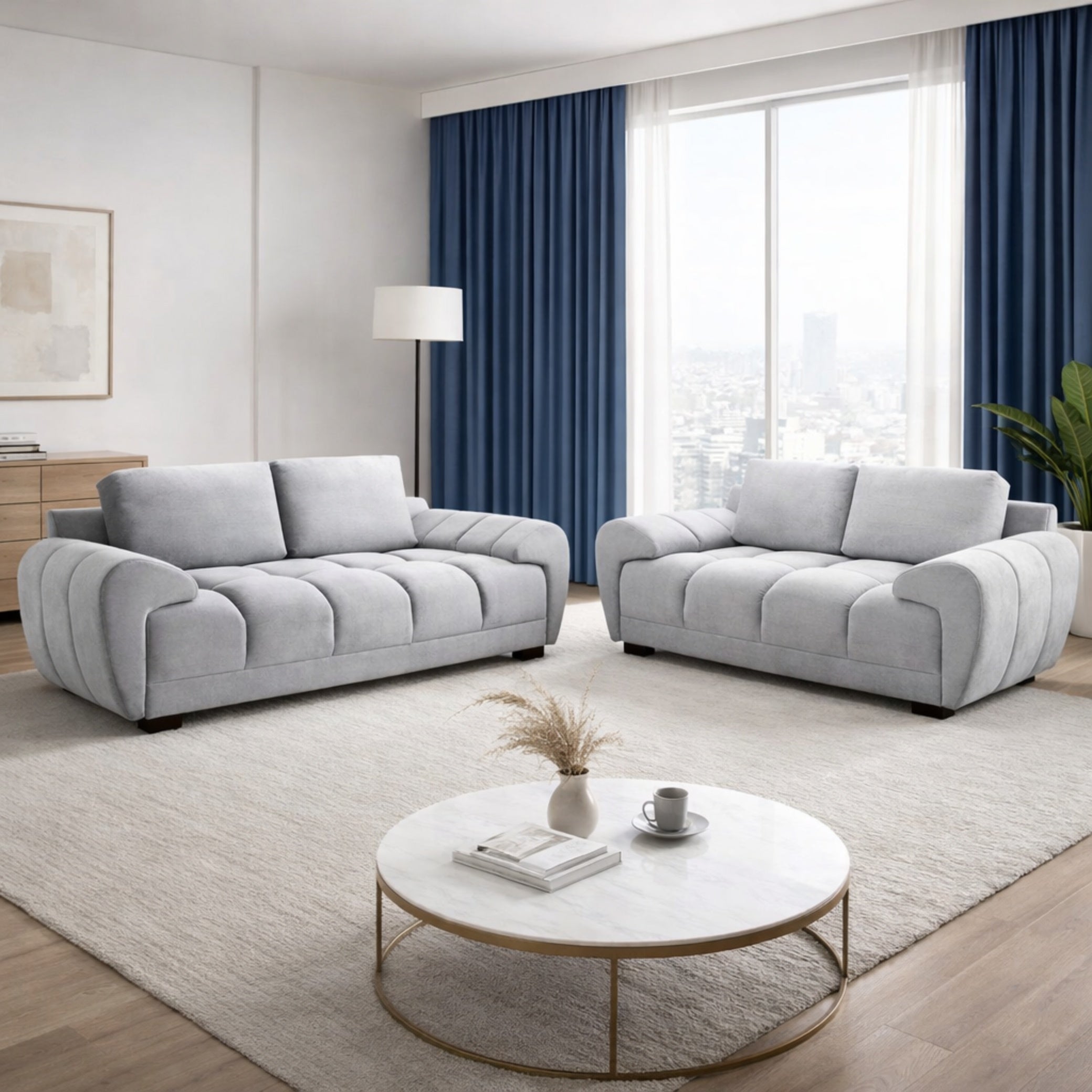 Devoke 3+2 Sofa Set in Grey