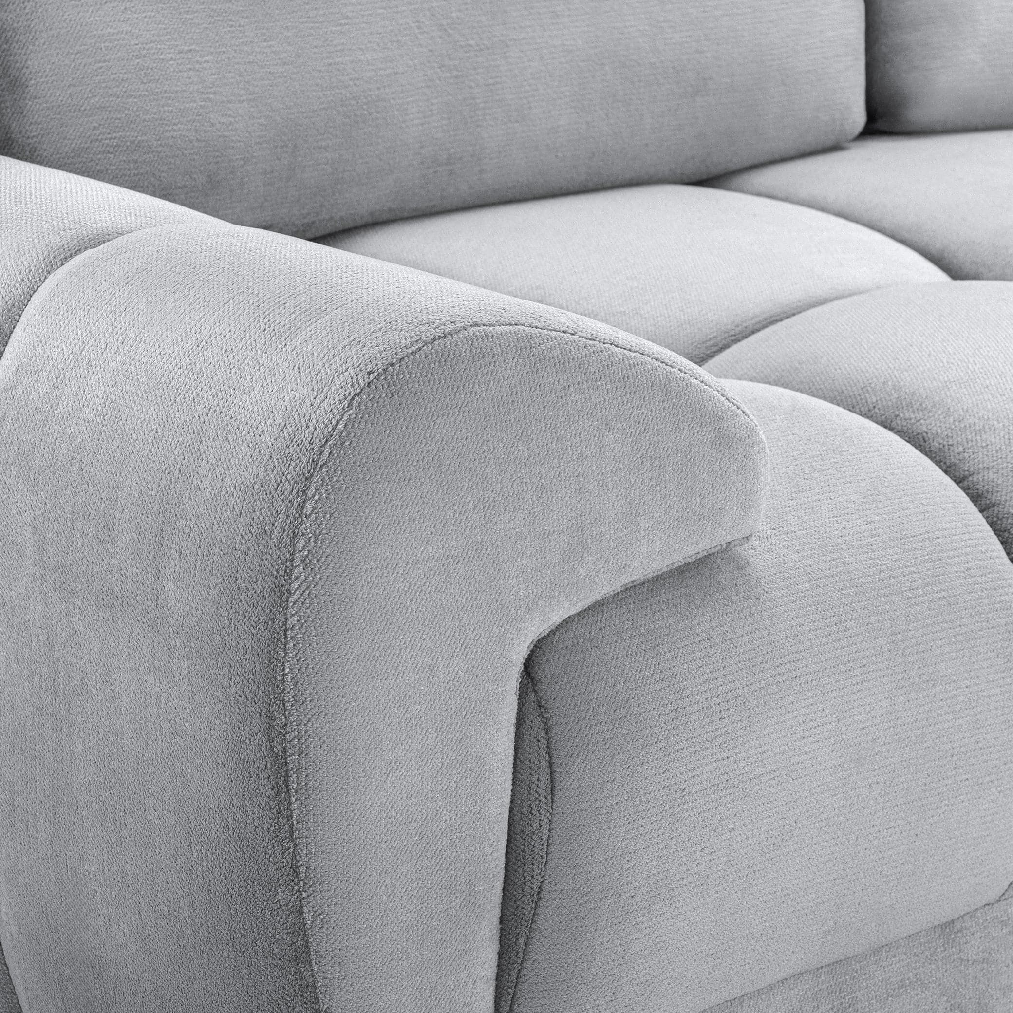 Devoke 3+2 Sofa Set in Grey - armrest view (7021957611584)