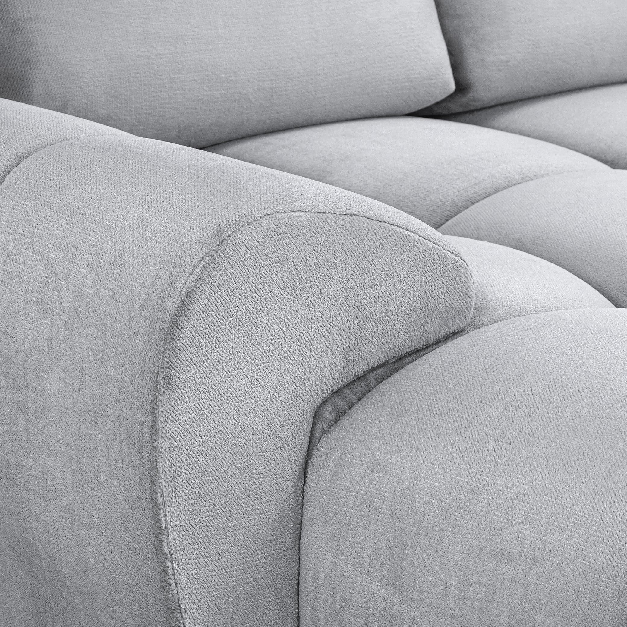 Devoke U Shape Corner Sofa in Grey - armrest view (7021959839808)