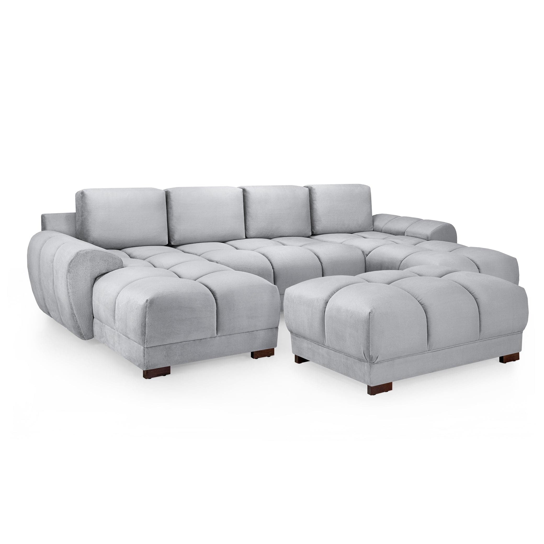 Devoke U Shape Corner Sofa in Grey - full sofa set view (7021959839808)