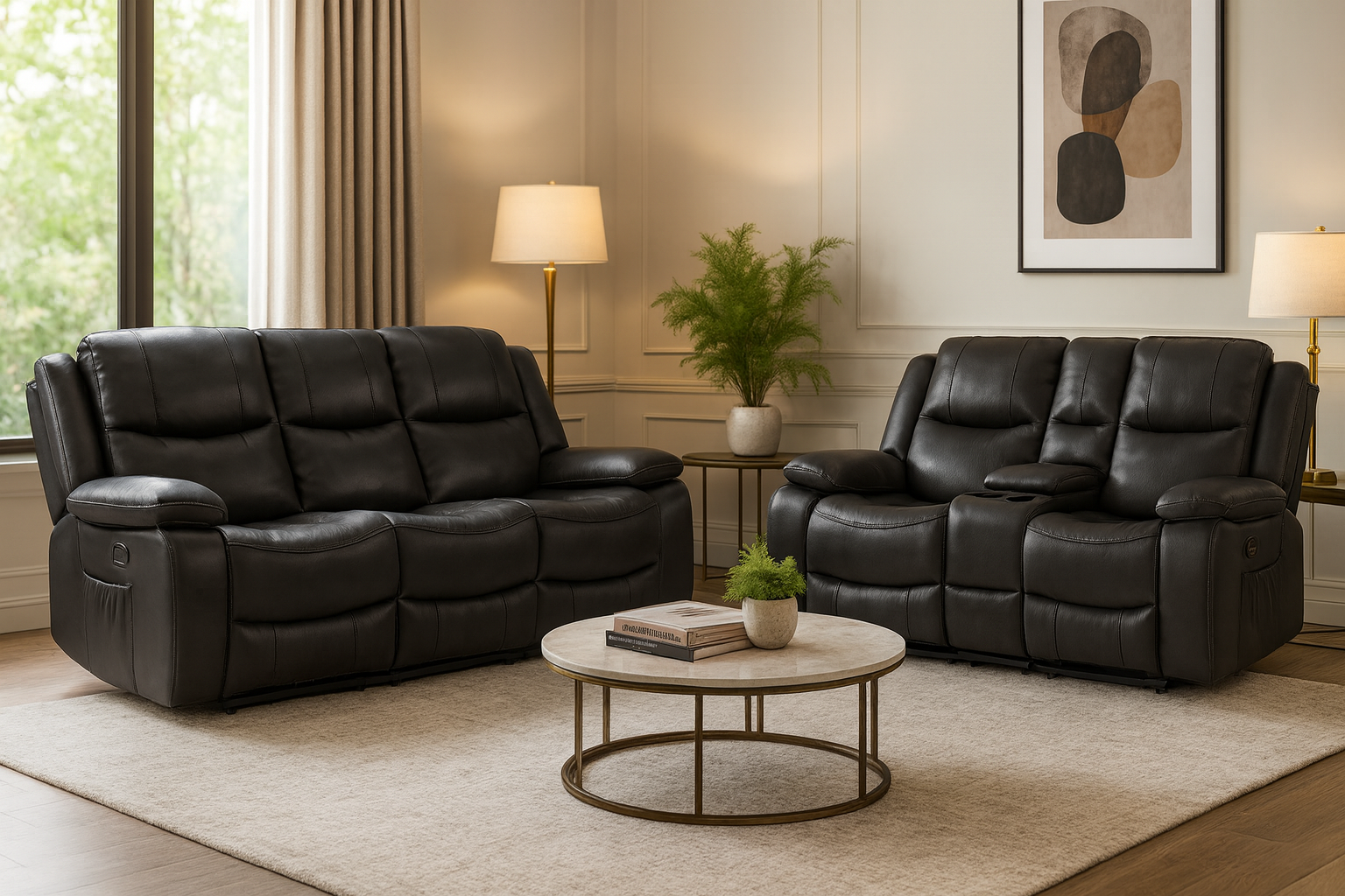 Dexter Electric Recliner Sofa Black 3+2 Set