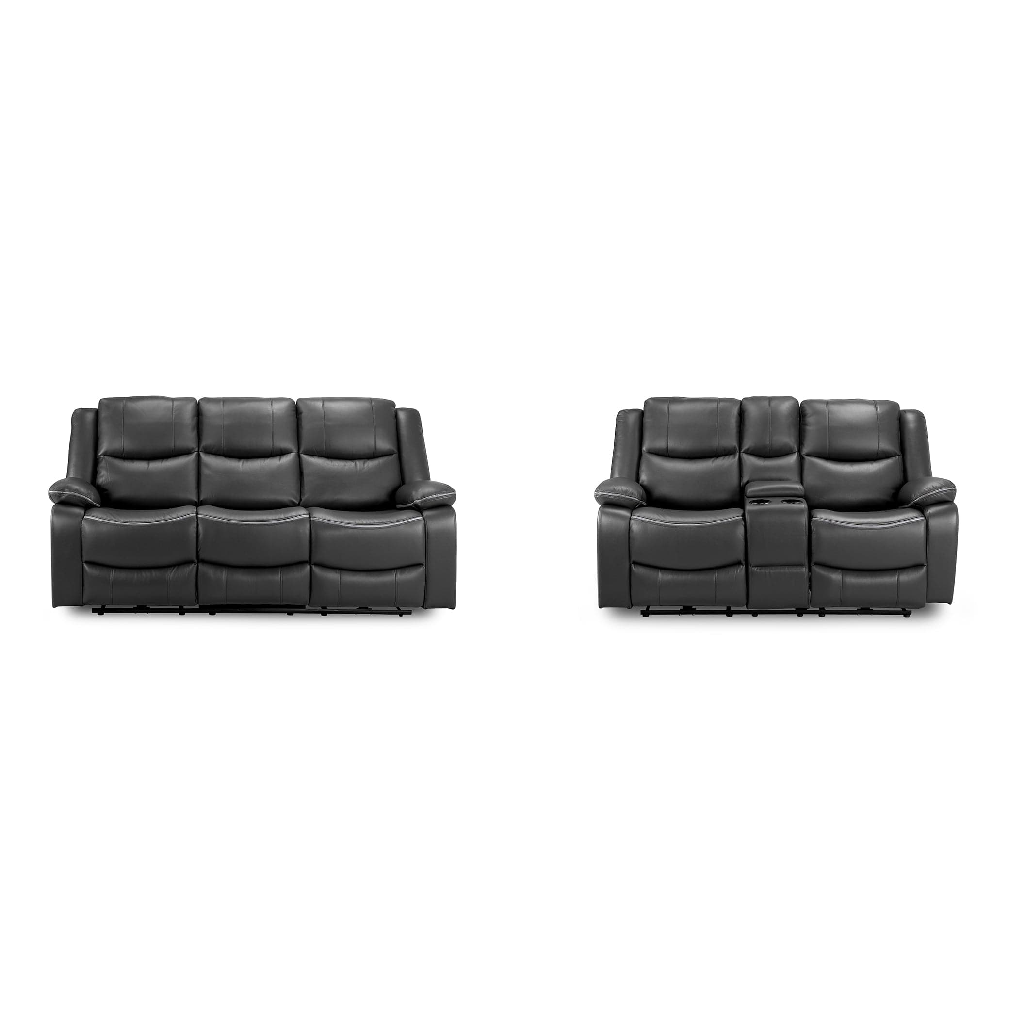 Dexter Electric Recliner Sofa Black 3+2 Set - Front View (7023519924288)