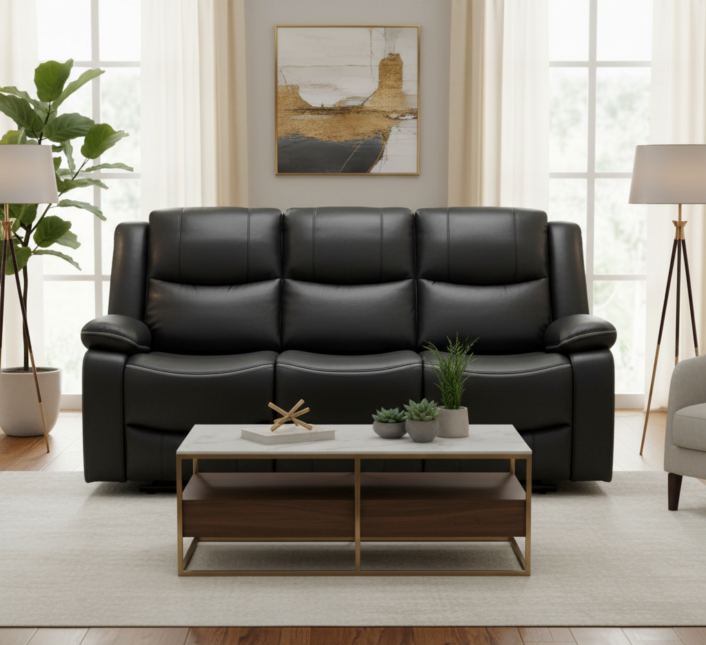 Dexter Electric Recliner Sofa Black 3 Seater