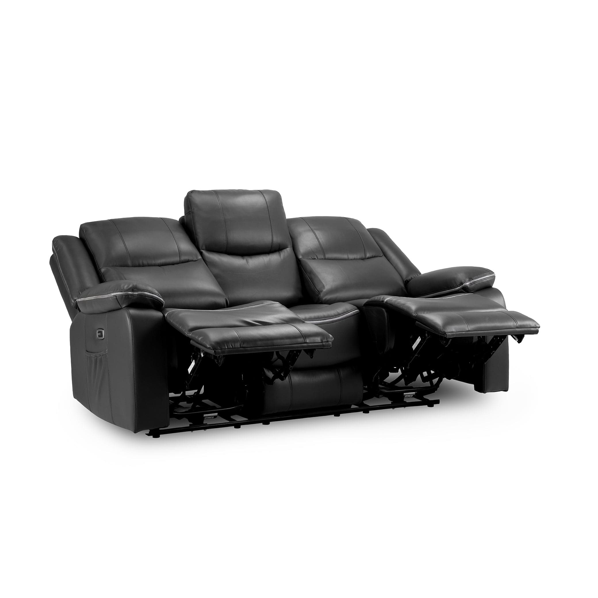 Dexter Electric Recliner Sofa Black 3 Seater sofa fully extended, demonstrating (7023520153664)