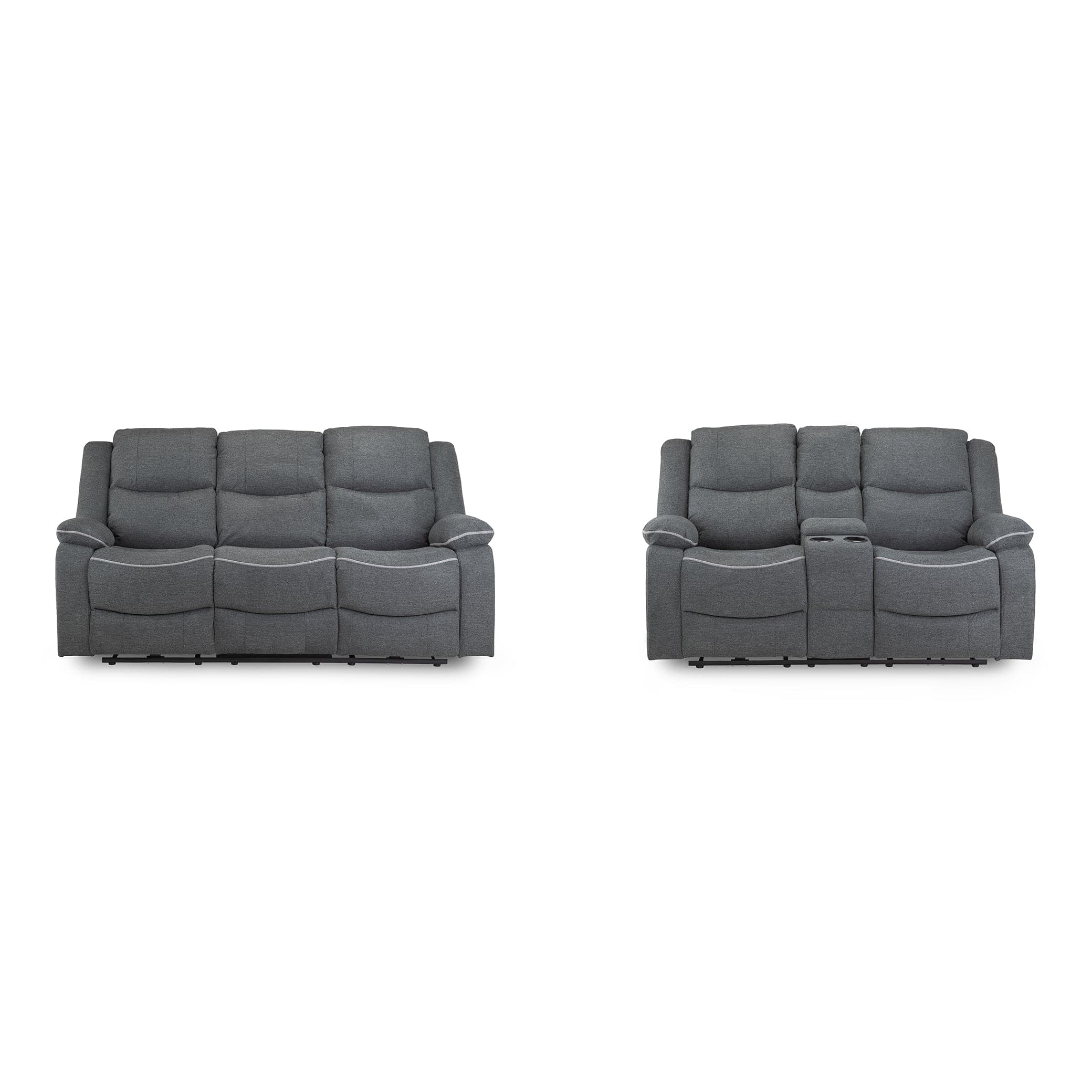 Dexter Electric Recliner Sofa Grey Fabric 3+2 Set - Front View (7023529132096)