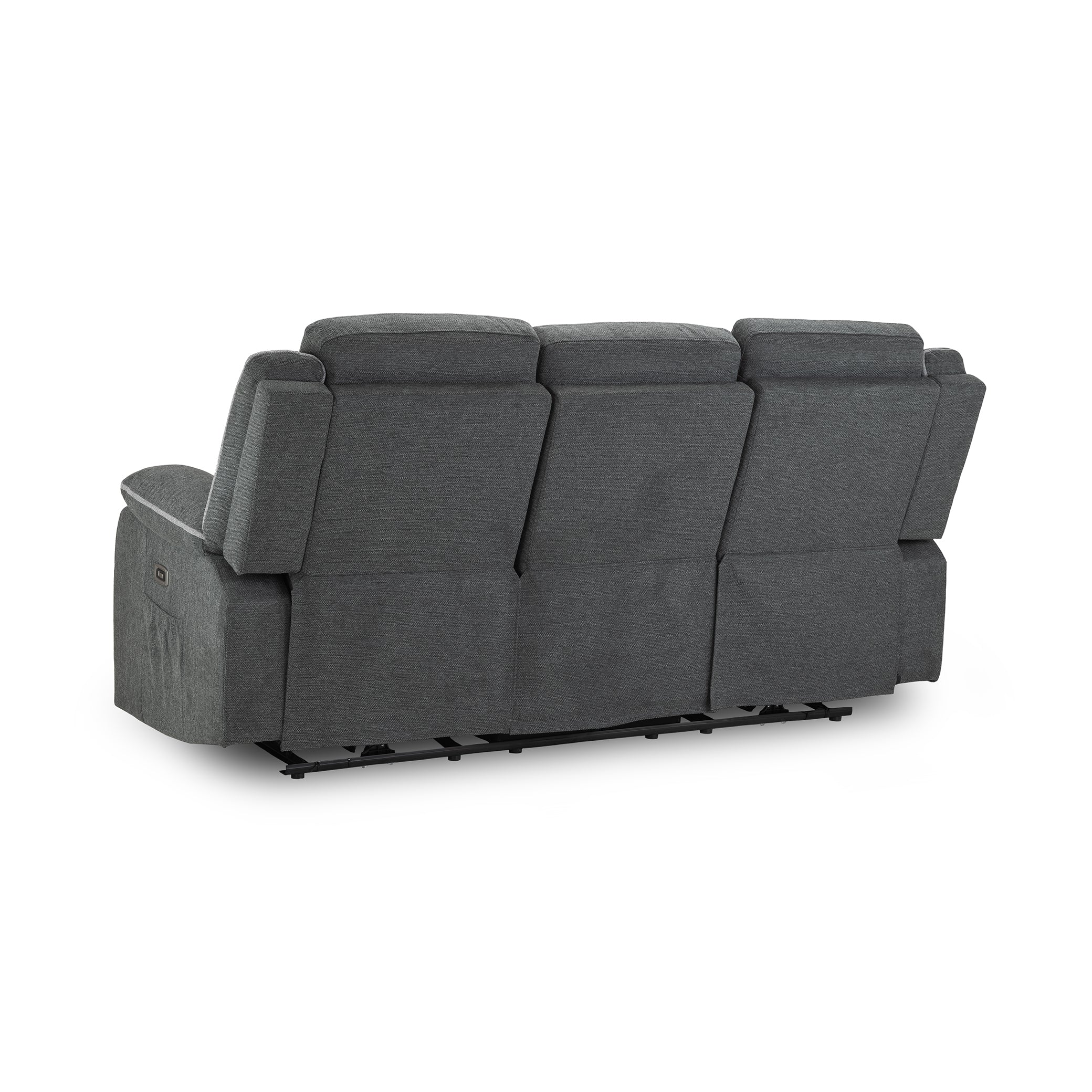 Dexter Electric Recliner Sofa Grey Fabric 3 Seater - Back view (7023531688000)