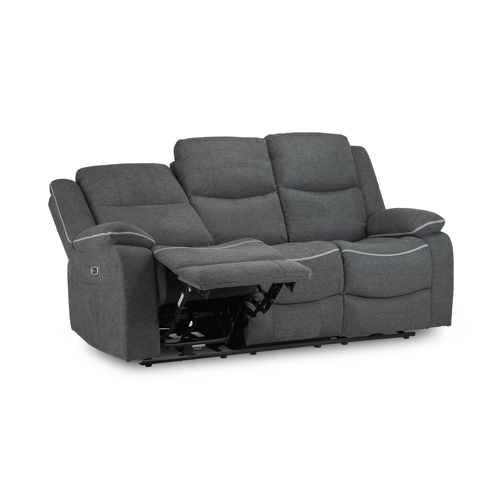 Dexter Electric Recliner Sofa Grey Fabric 3 Seater sofa single extended, demonstrating (7023531688000)