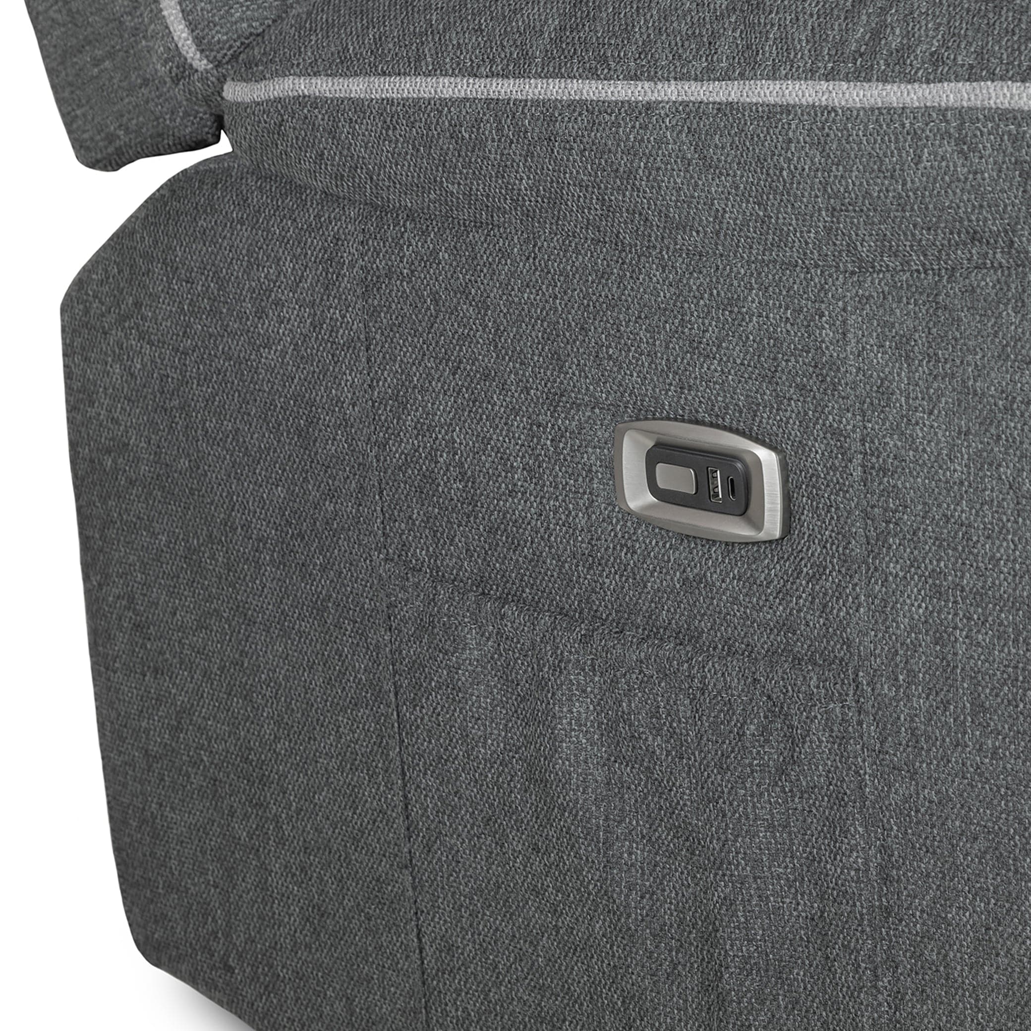 Dexter Electric Recliner Sofa Grey Fabric Armchair - USB-C Charging Ports (7023535194176)