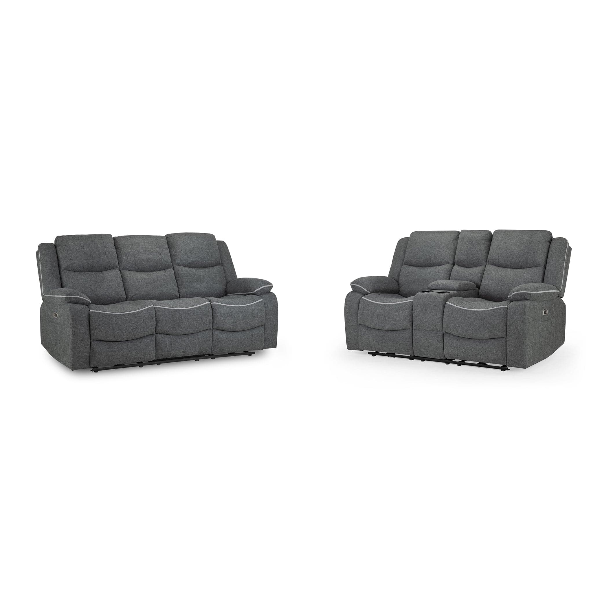 Dexter Electric Recliner Sofa Grey fabric 3+2 Set (7023529132096)