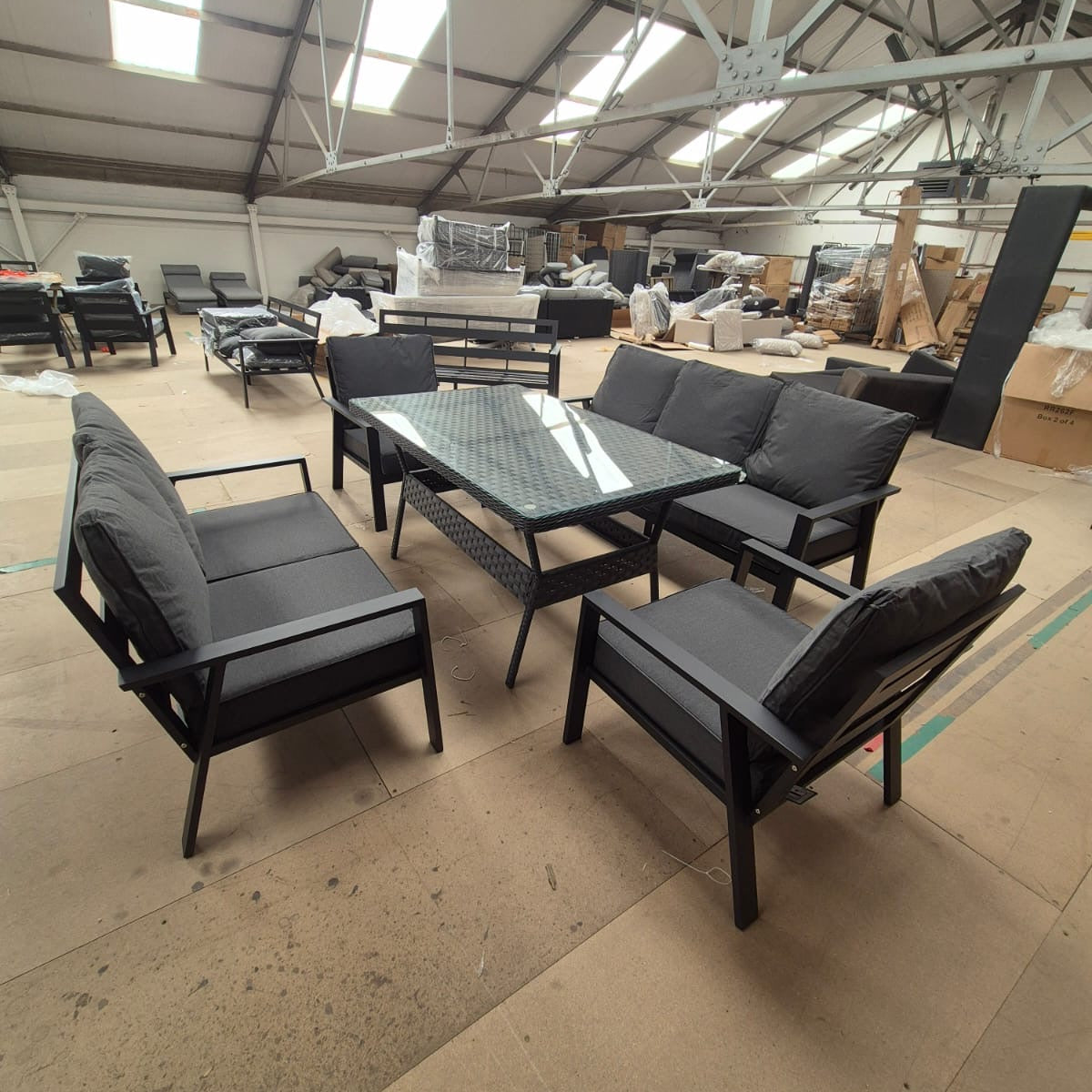Sienna Aluminium Sofa Dining Set with Rattan Table