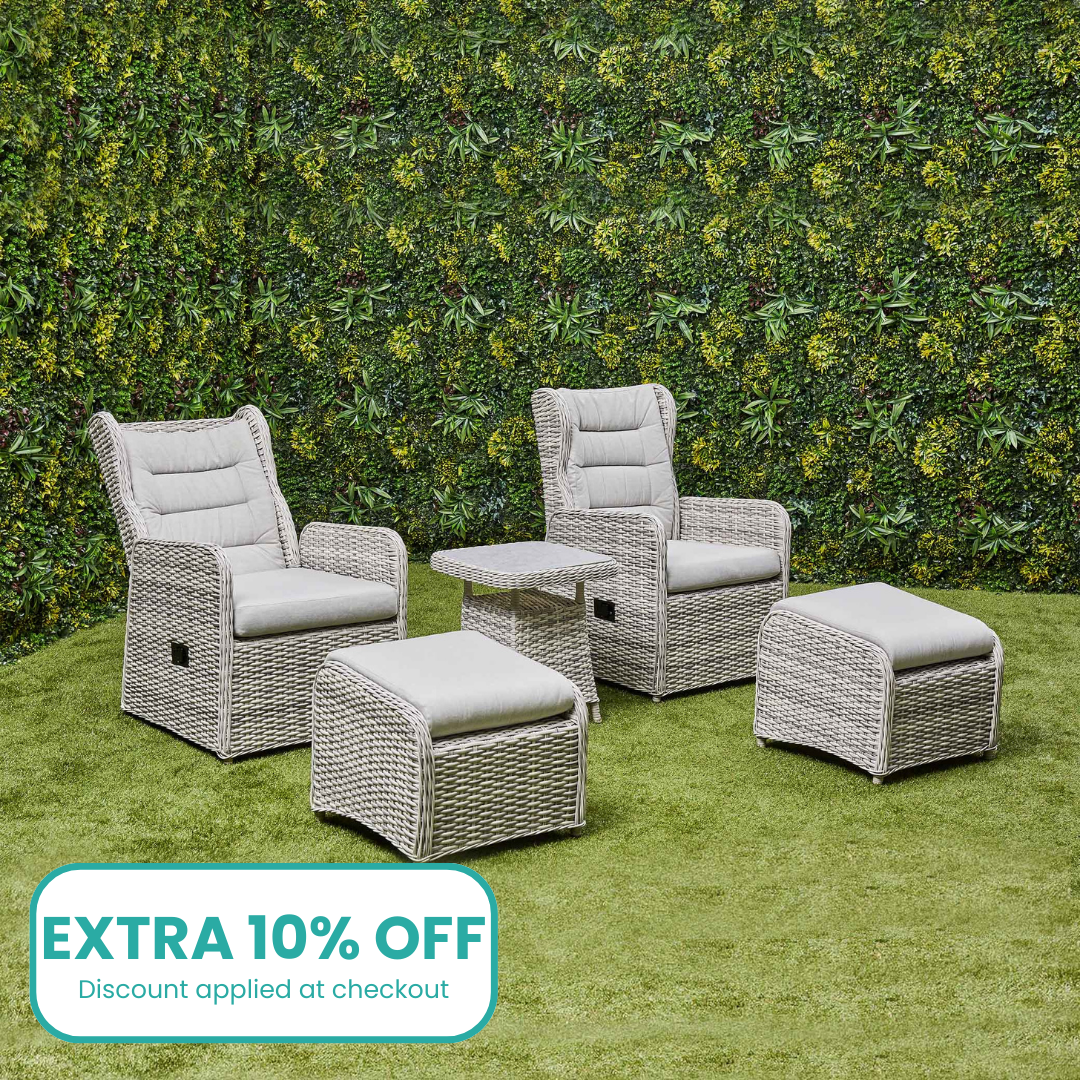 Willow Rattan and Aluminum Frame Reclining Lounge Set – Beige (14930009850234)