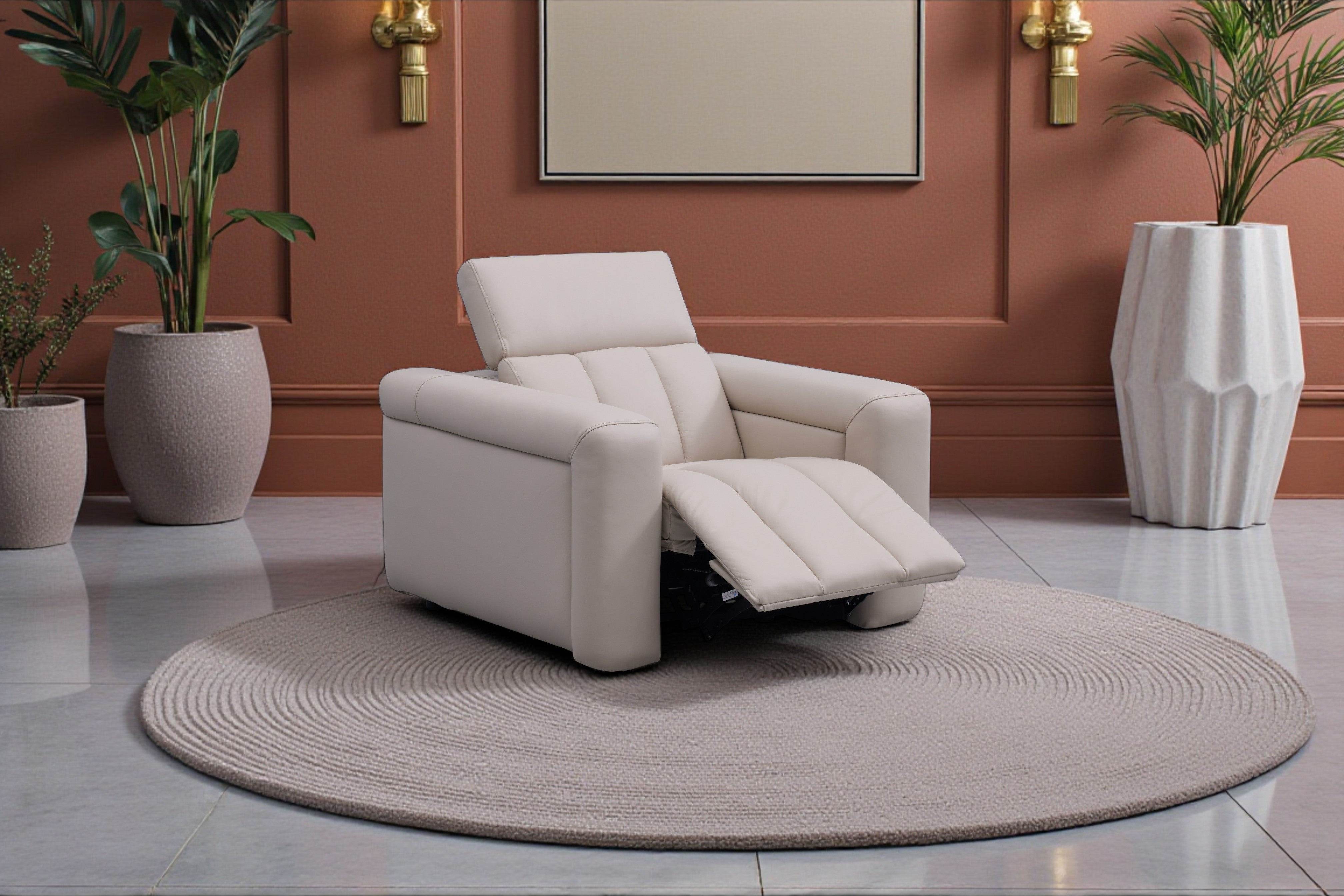 Ellen Electric Reclining Armchair in Beige - AMC Furniture