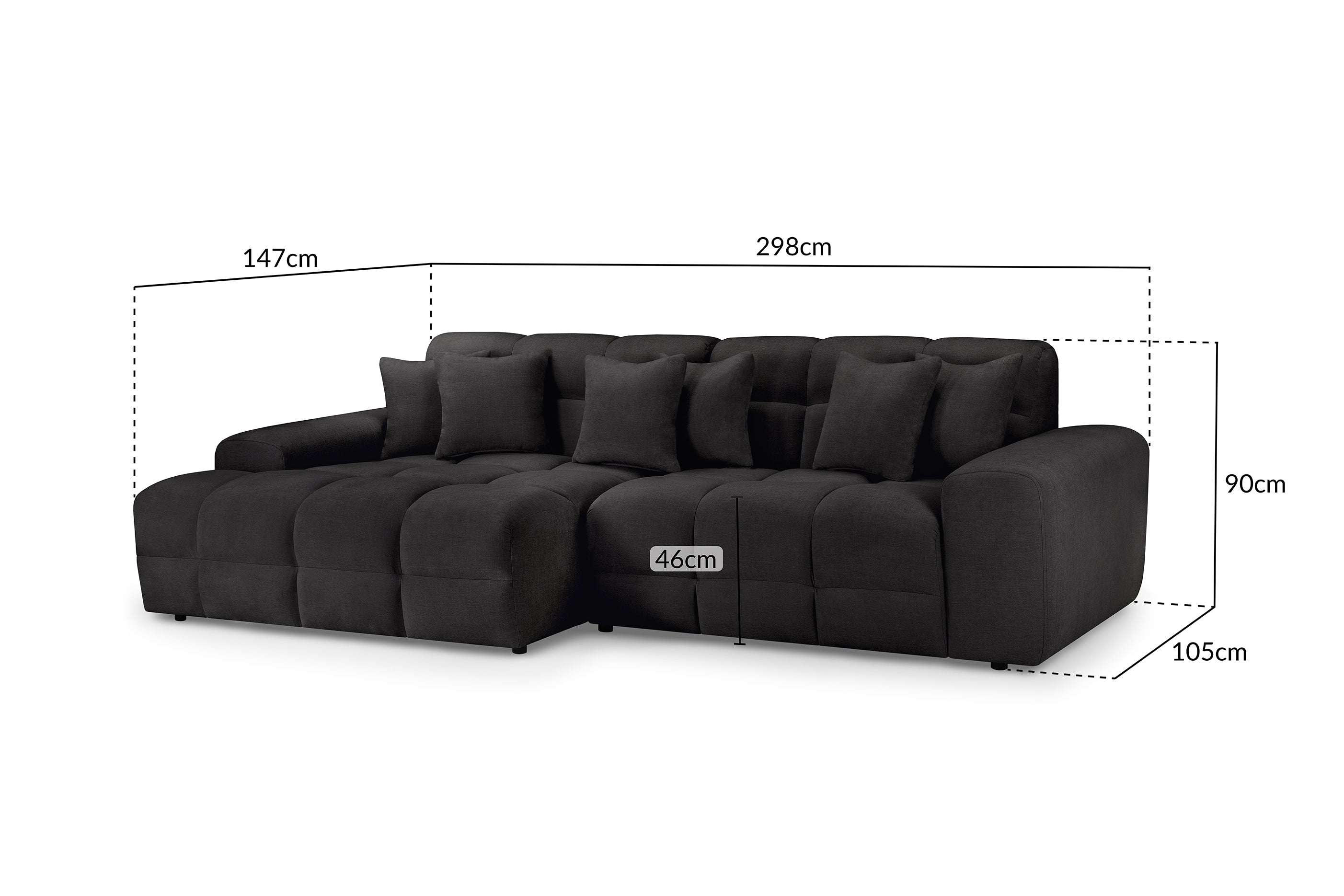 Eve Corner Sofa Charcoal Grey Left Hand Facing