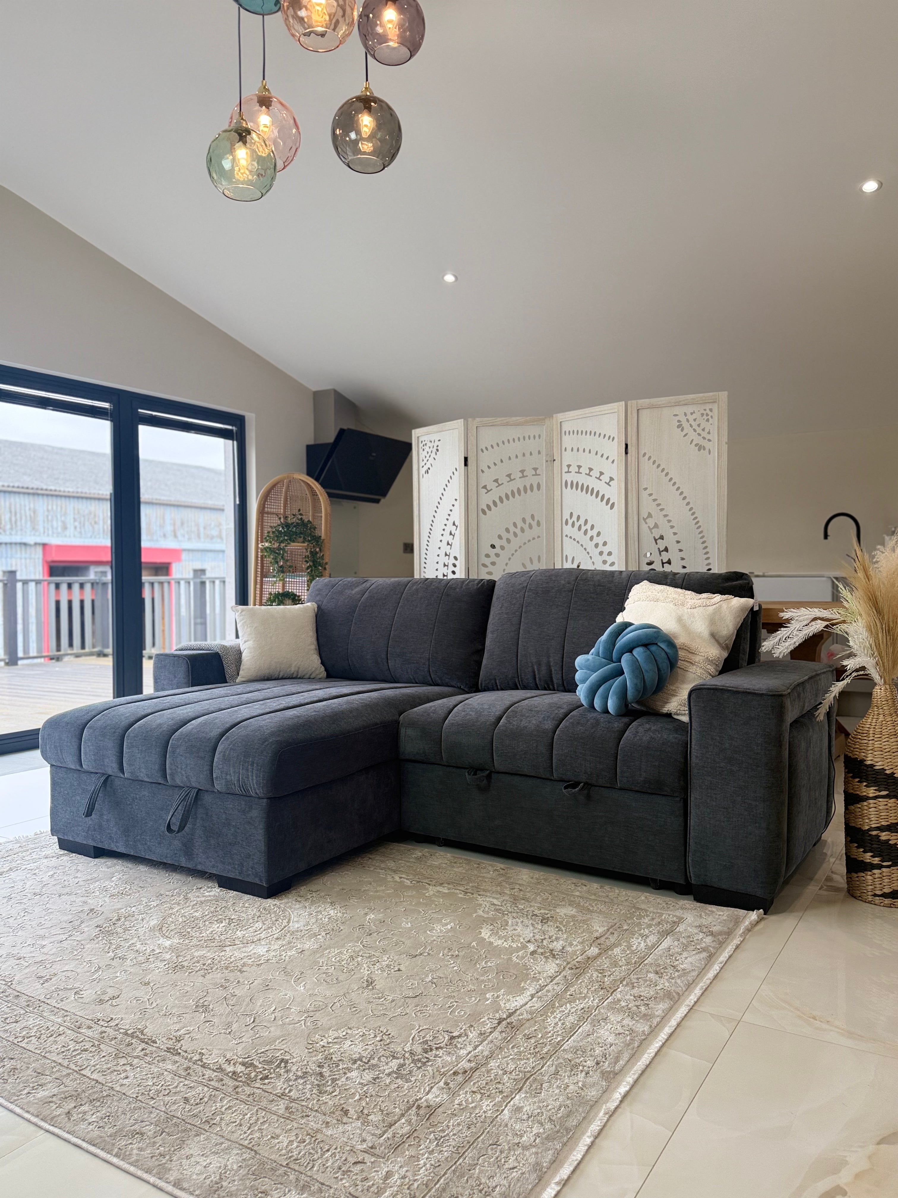 Alfie Universal Corner Sofa Bed in Grey Beehive