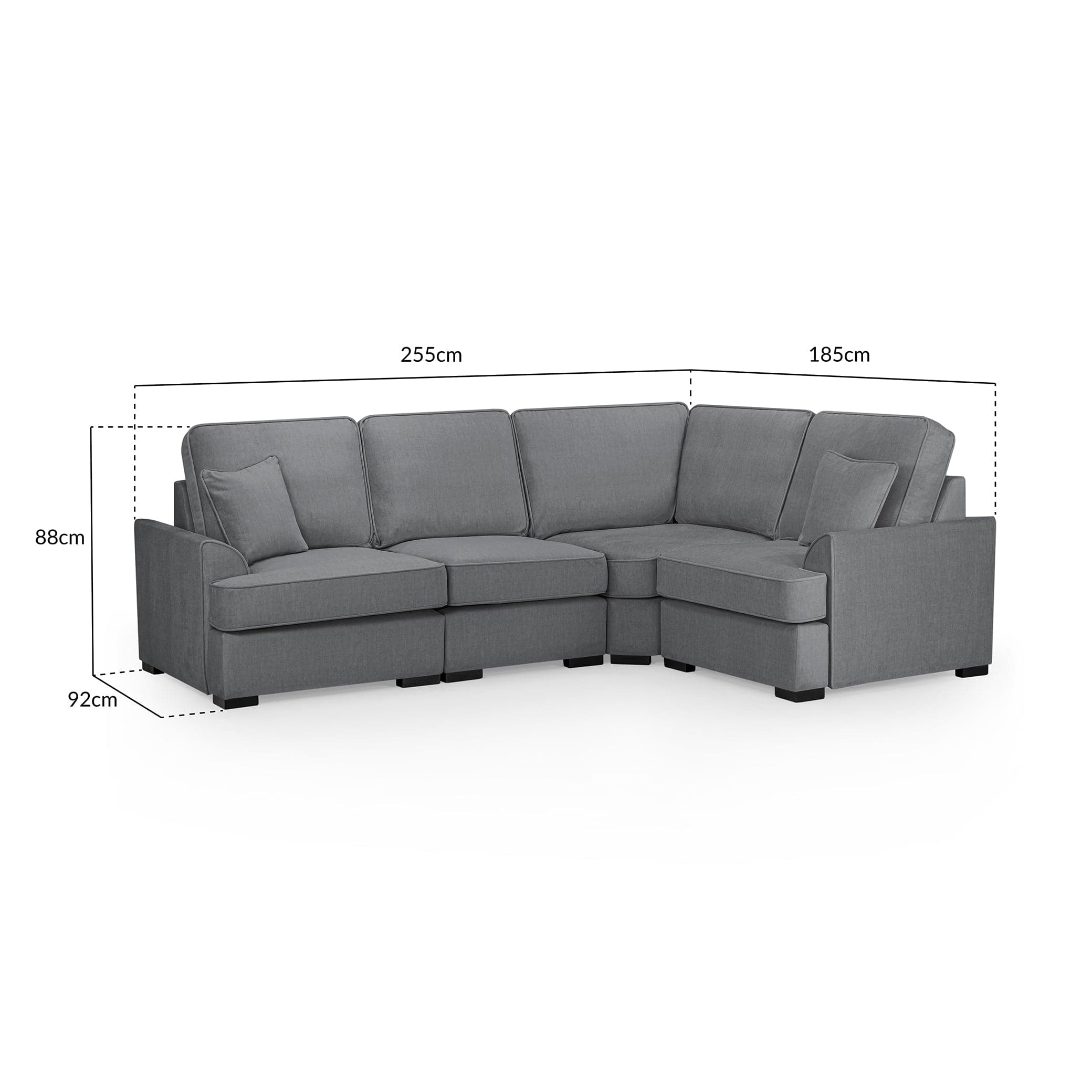 Harley Universal Corner Sofa in Grey - measurement view (7023518285888)