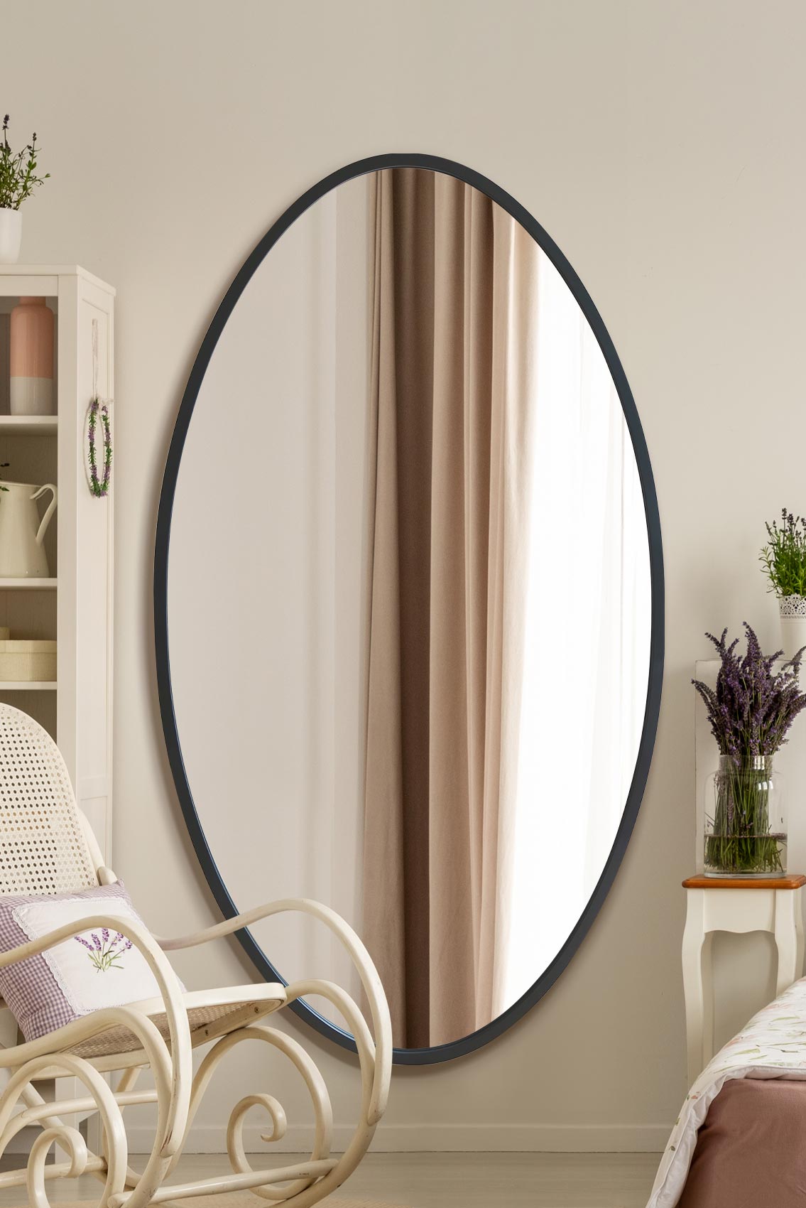 The Ovale - New Black Metal Framed Oval Wall Mirror 71" X 39" (180 x 100CM) (15010558181754)