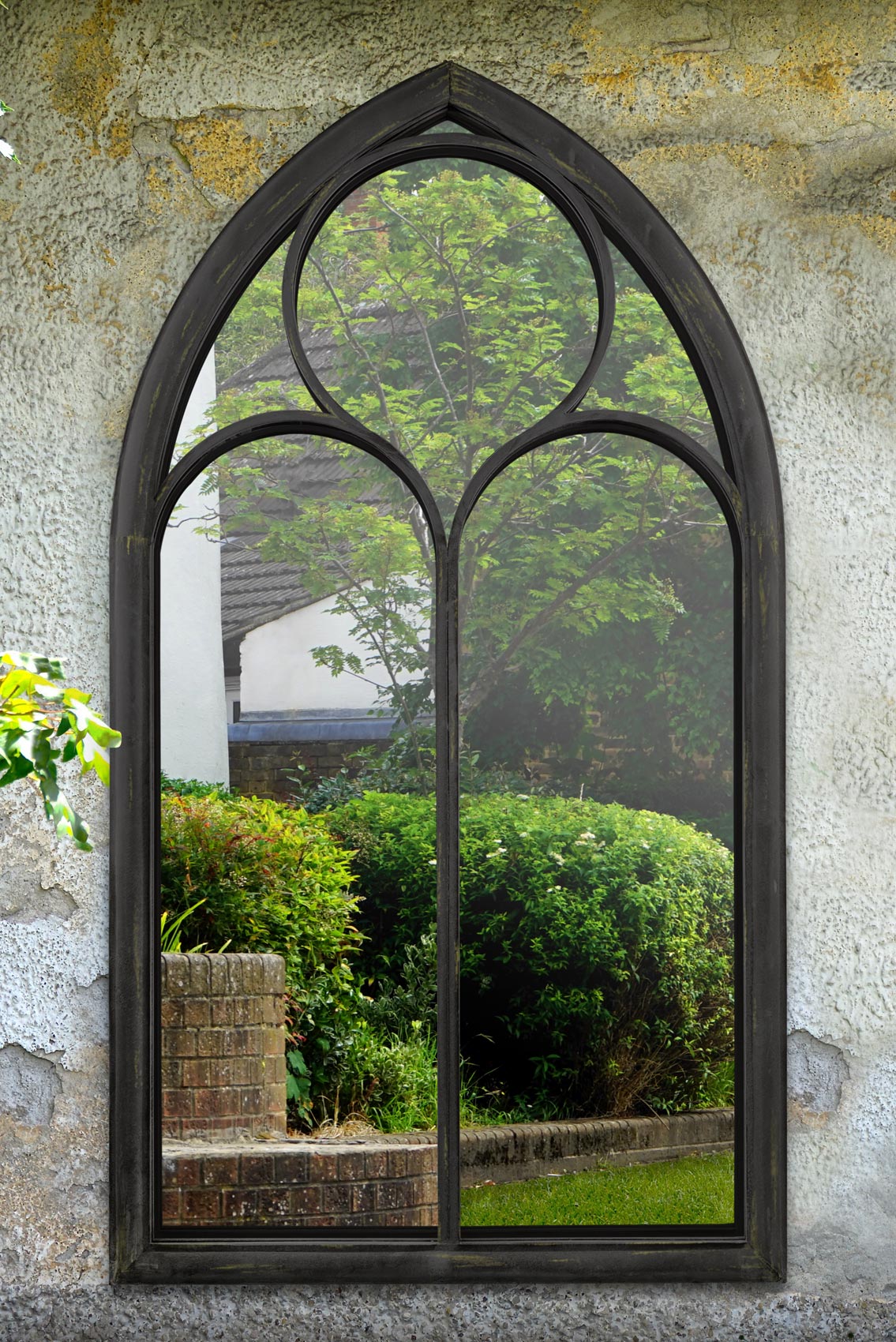 Somerley Chapel Arch Large Black Garden Mirror 150 x 81 CM (15010543632762)