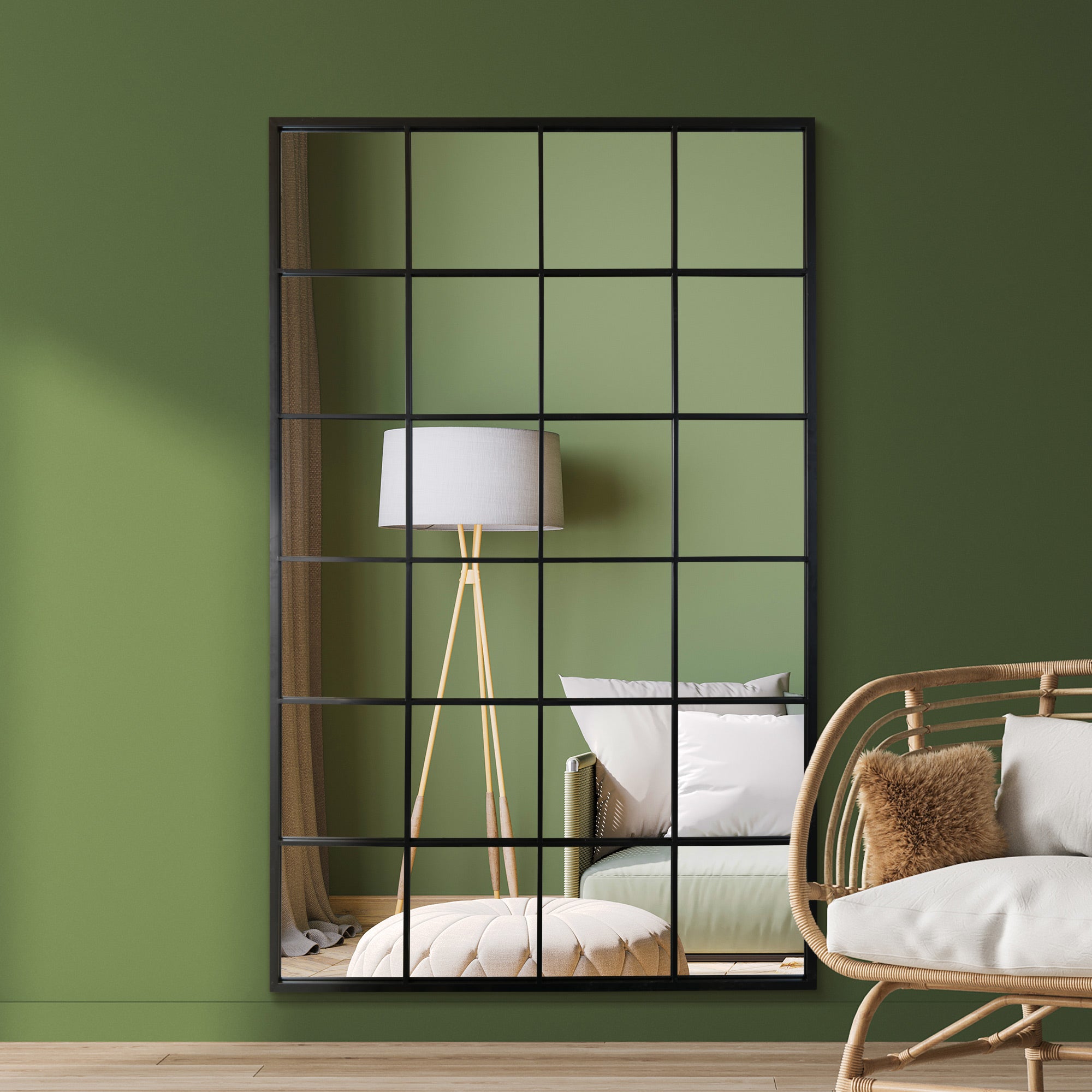The Genestra - Black Modern Window Garden Wall Mirror 69" X 43" (174CM X 110CM) (15010544484730)