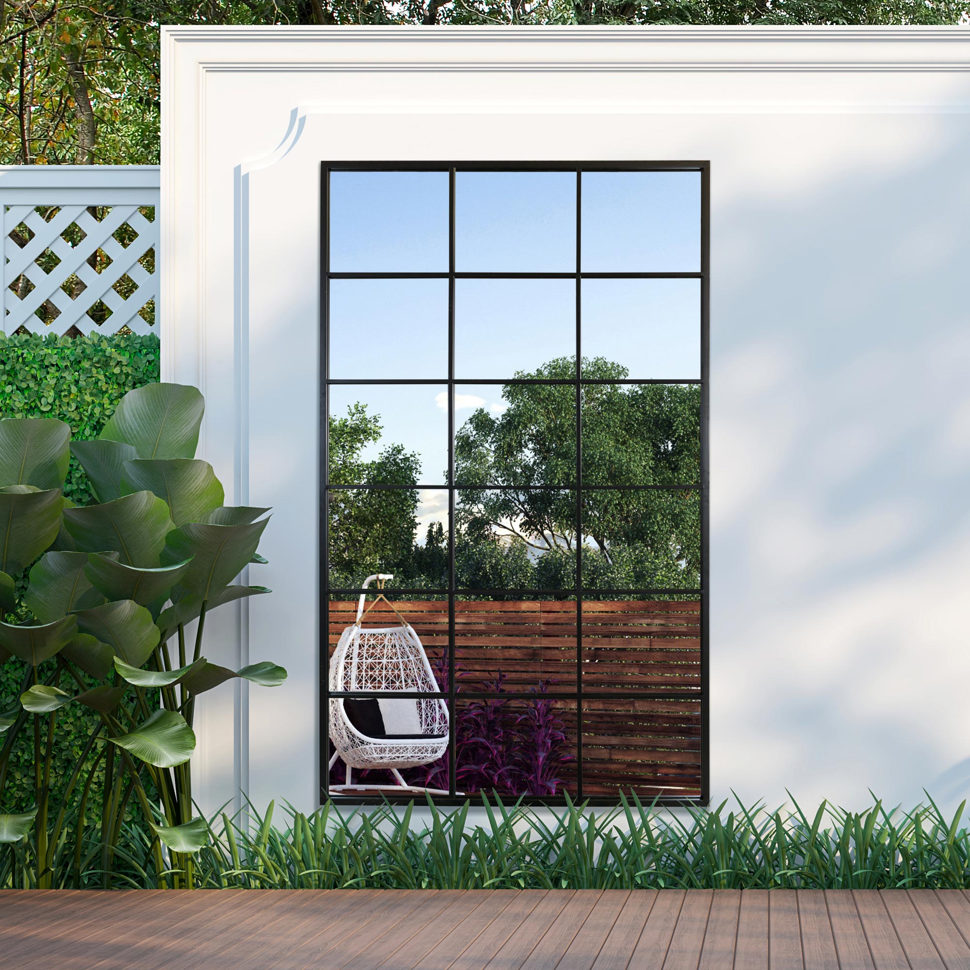 The Genestra - Black Modern Window Garden Wall Mirror 79" X 47" (200CM X 120CM) (15010544615802)
