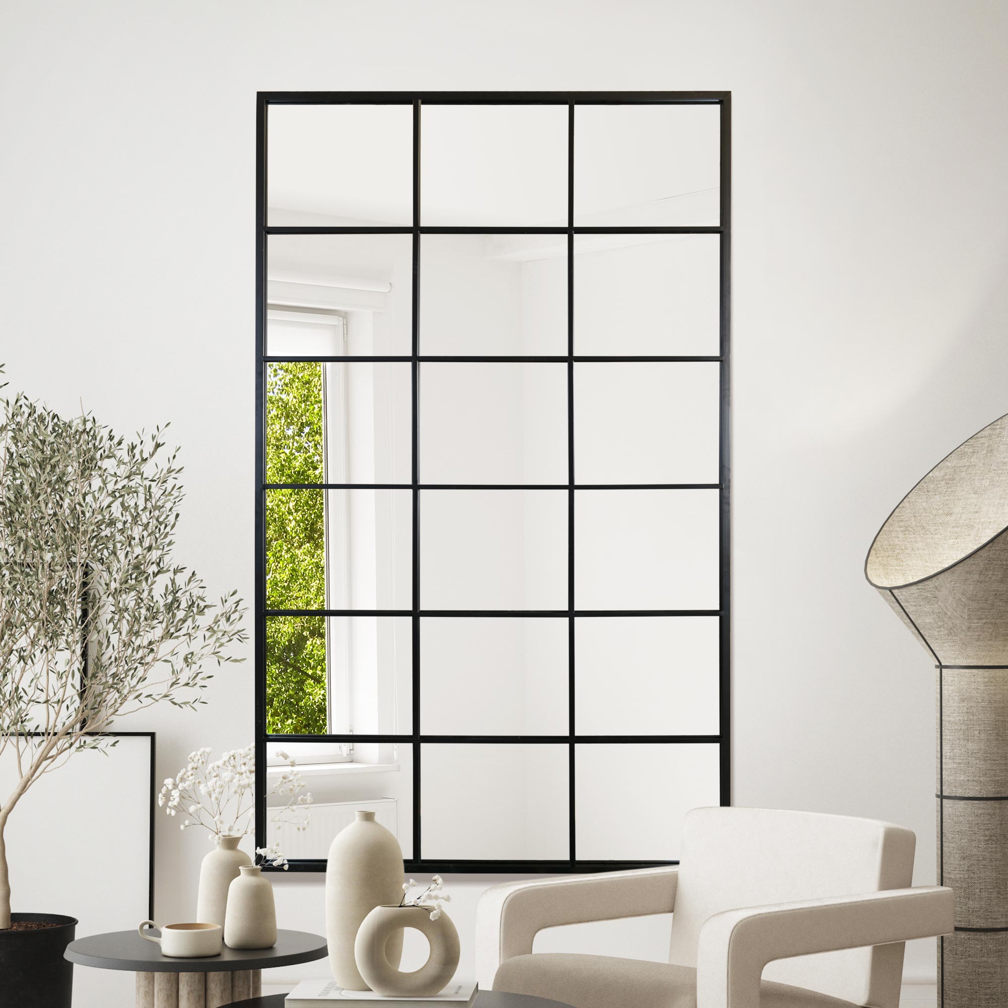 The Fenestra - Black Modern Window Leaner / Wall Mirror 79" X 47" (200CM X 120CM) (15010544648570)