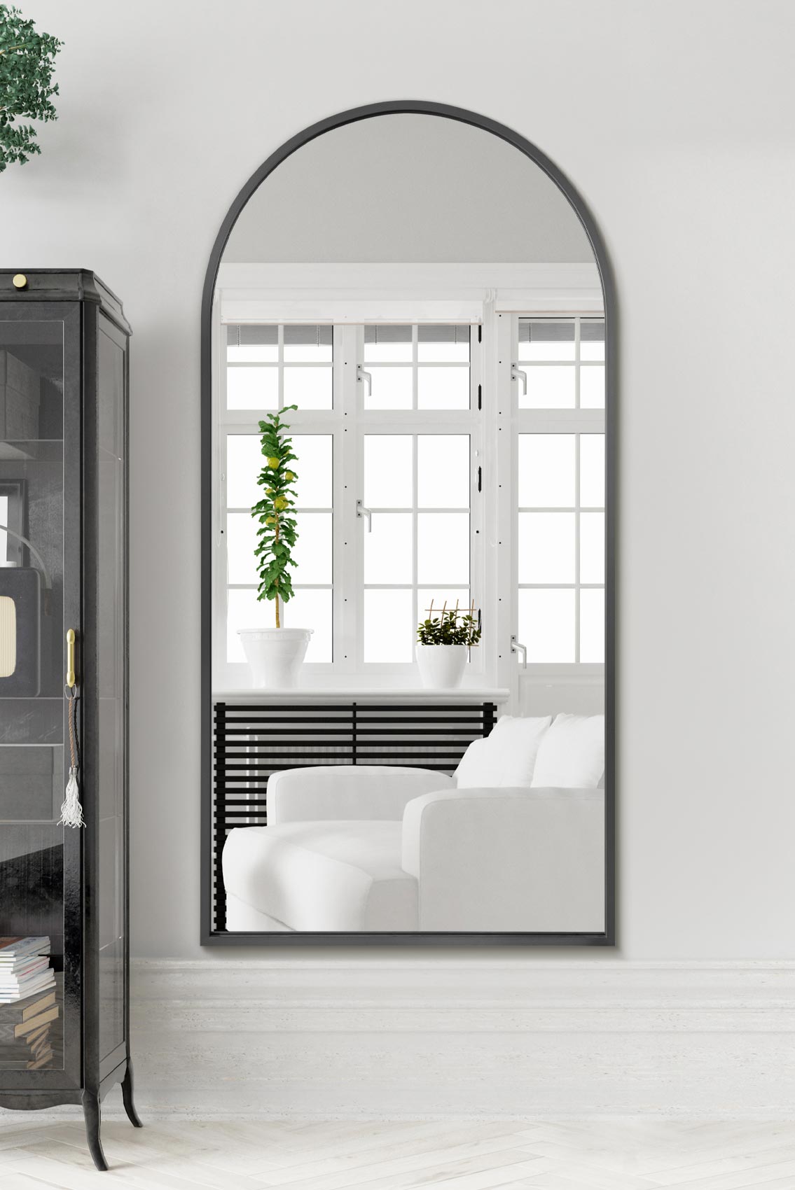 The Arcus - Black Framed Arched Leaner/Wall Mirror 71" X 35" (180CM X 90CM) (15010545402234)