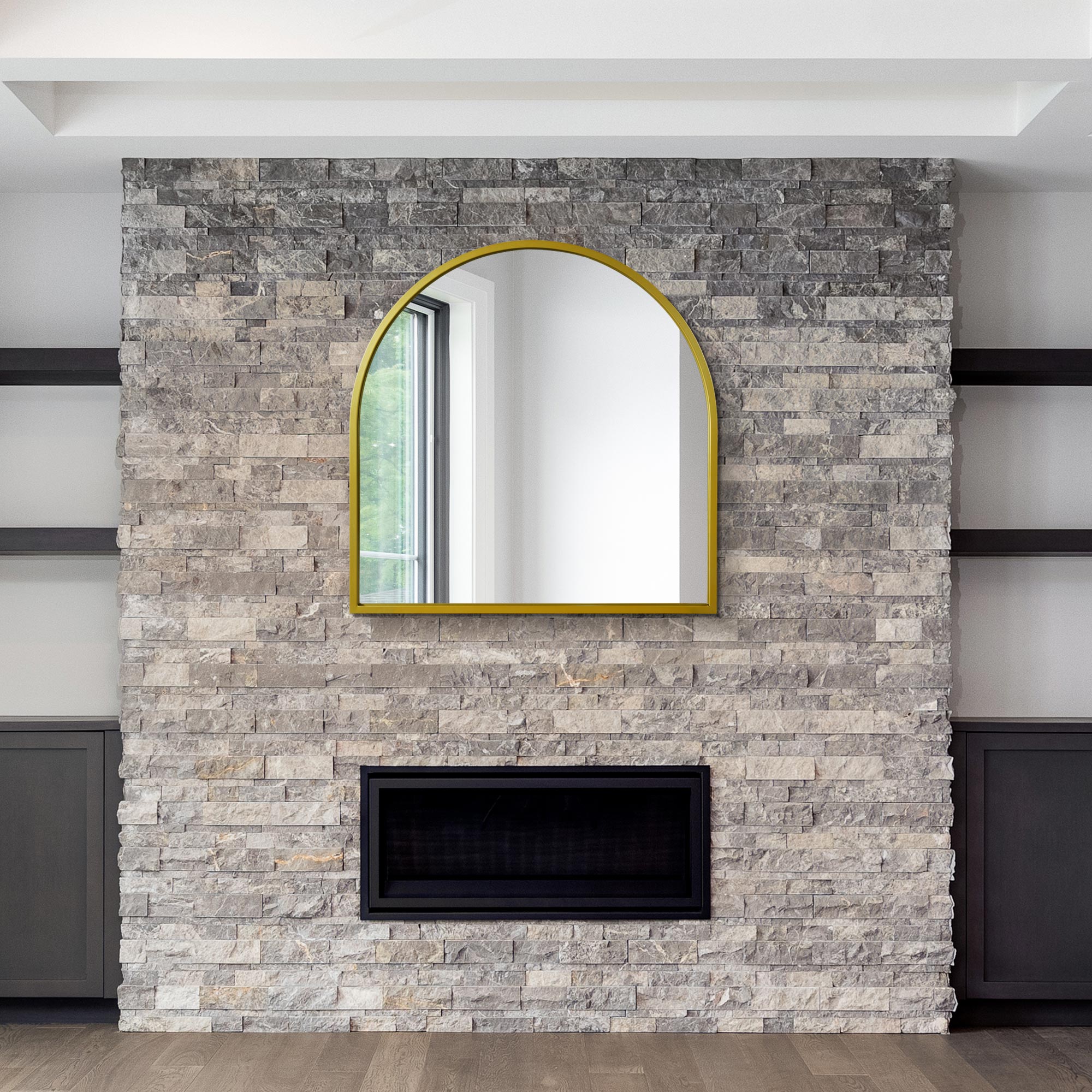 The Arcus - Gold Framed Arched Leaner/Wall Mirror 39" X 39" (100CM X 100CM) (15010545795450)