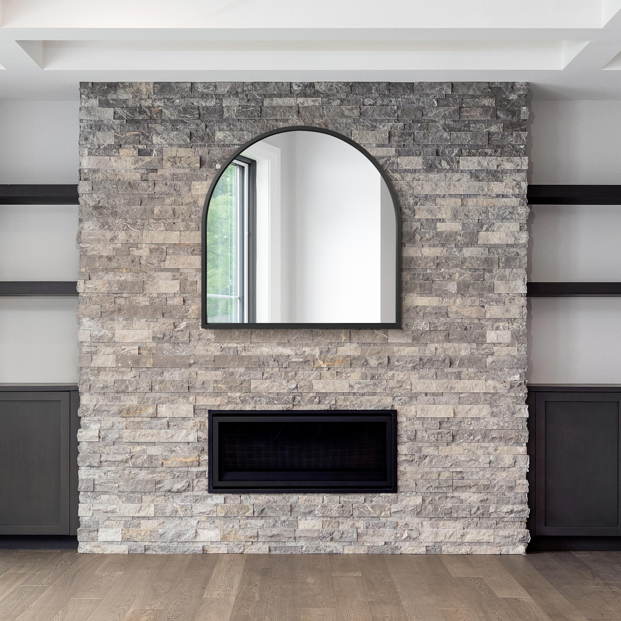 The Arcus - Black Framed Arched Leaner/Wall Mirror 39" X 39" (100CM X 100CM) (15010545860986)