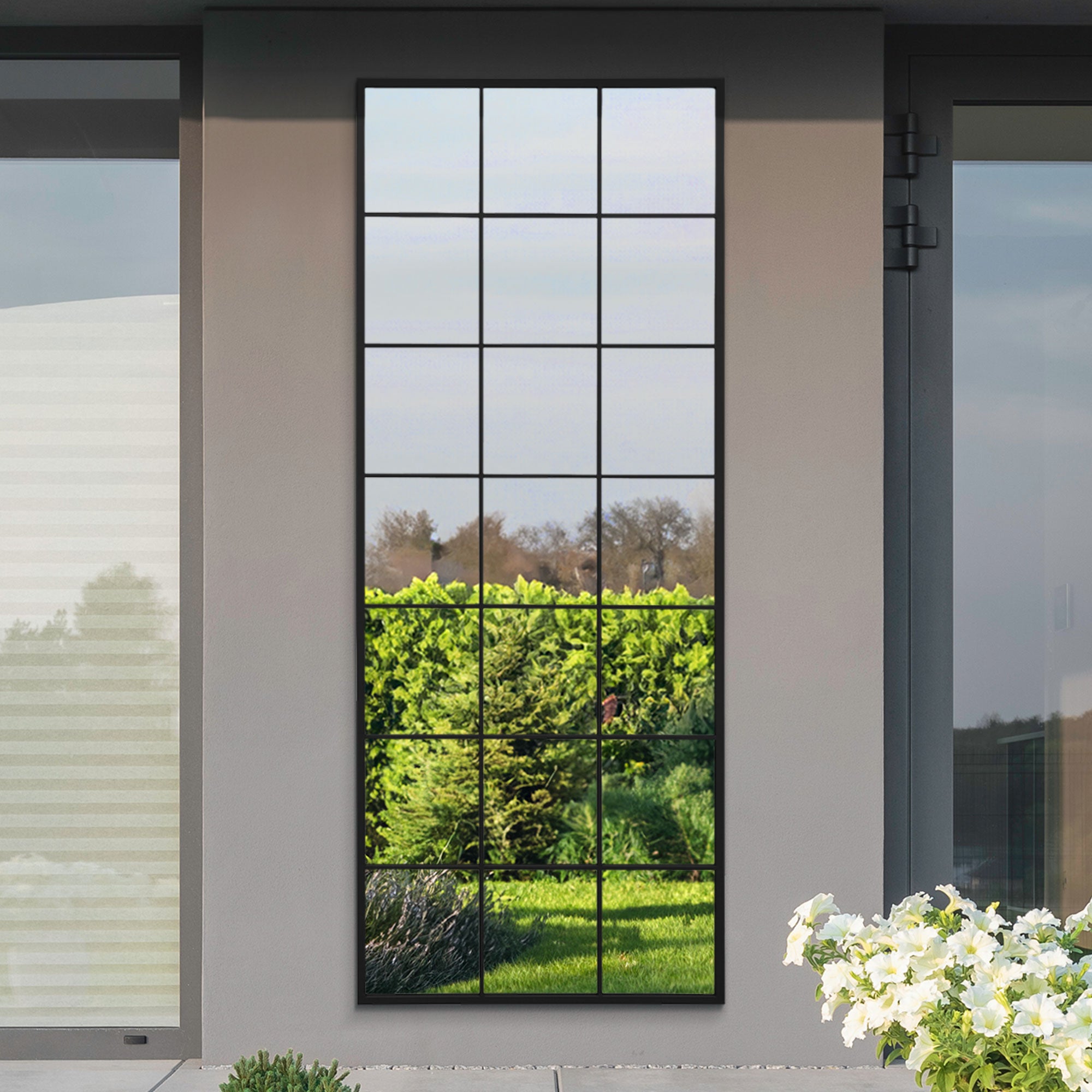 The Genestra - Black Modern Window Garden Wall Mirror 79" X 31" (200CM X 80CM) (15010547958138)