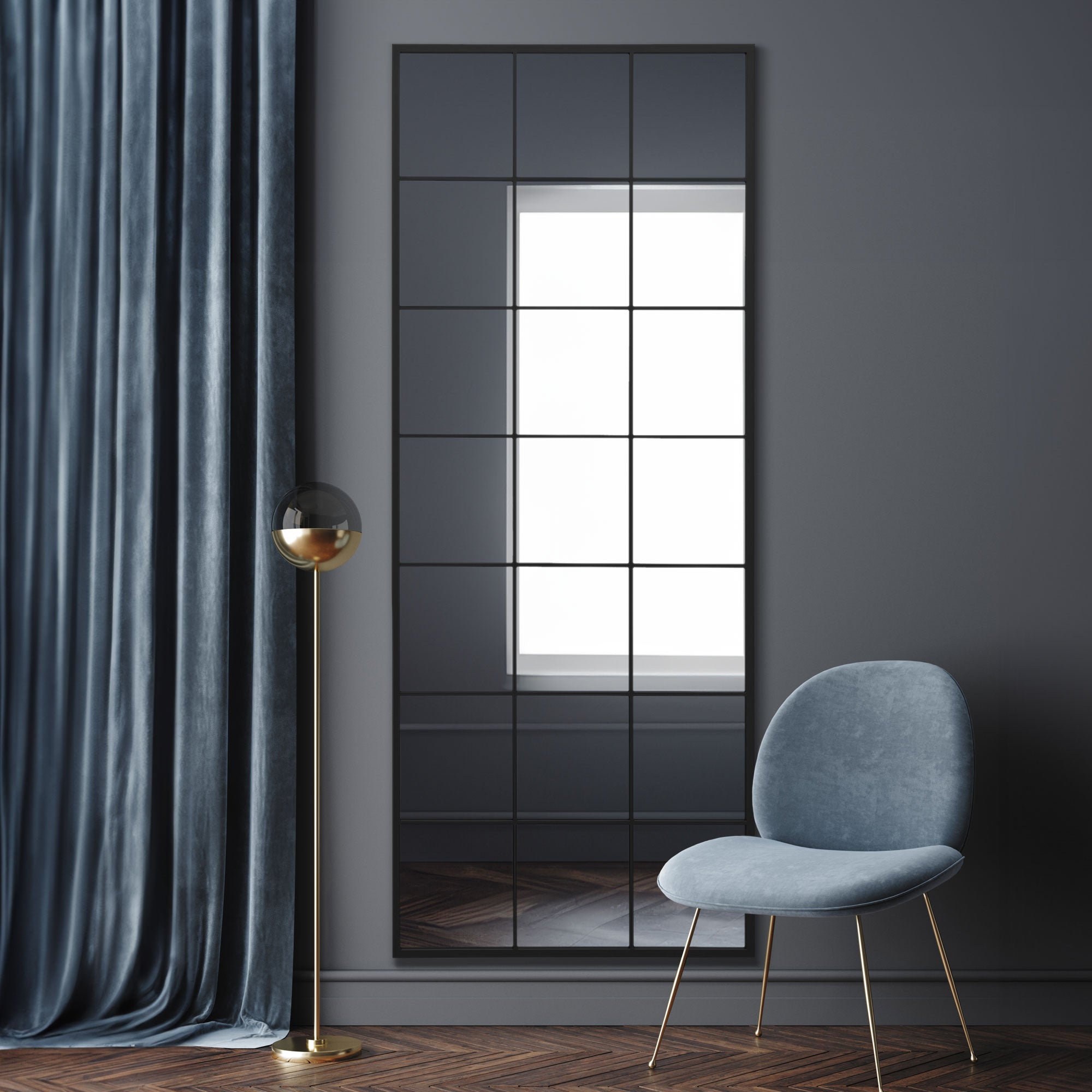 The Fenestra - Black Modern Window Leaner / Wall Mirror 79" X 31" (200CM X 80CM) (15010547990906)