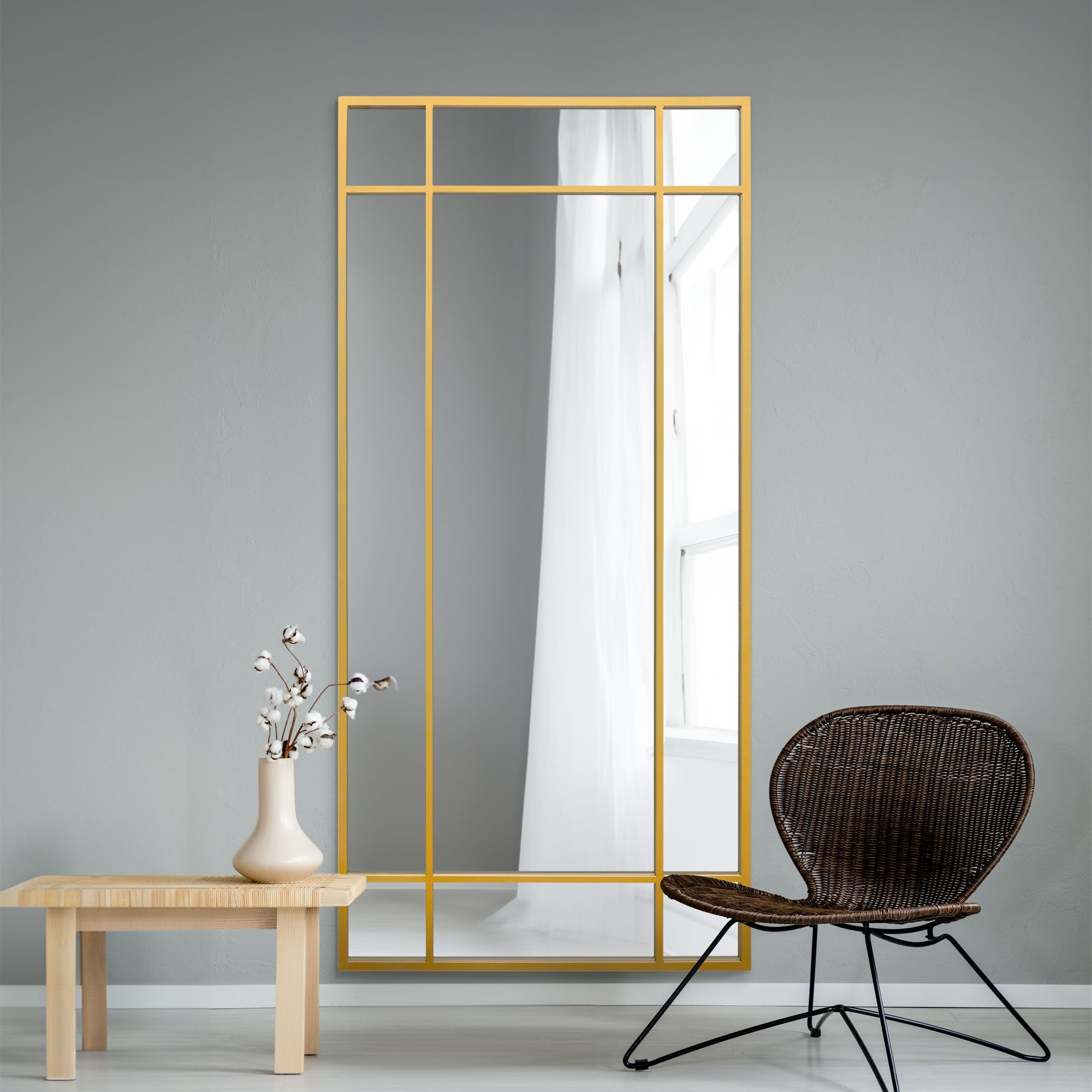 The Fenestra - Gold Contemporary Wall and Leaner Mirror 71" X 33" (180 x 85CM) (15010548220282)