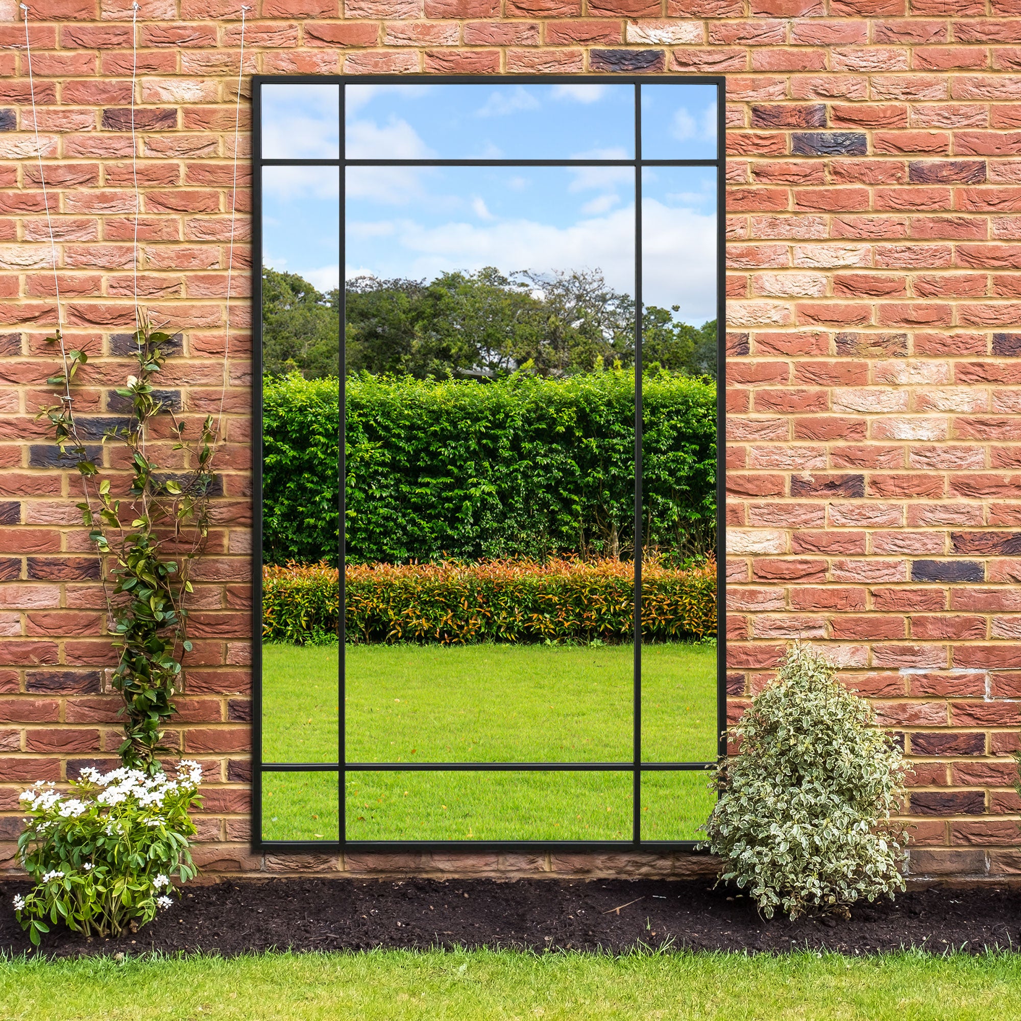 The Genestra - Black Contemporary Wall & Leaner Garden Mirror 79"x 47" 200x120cm (15010548416890)