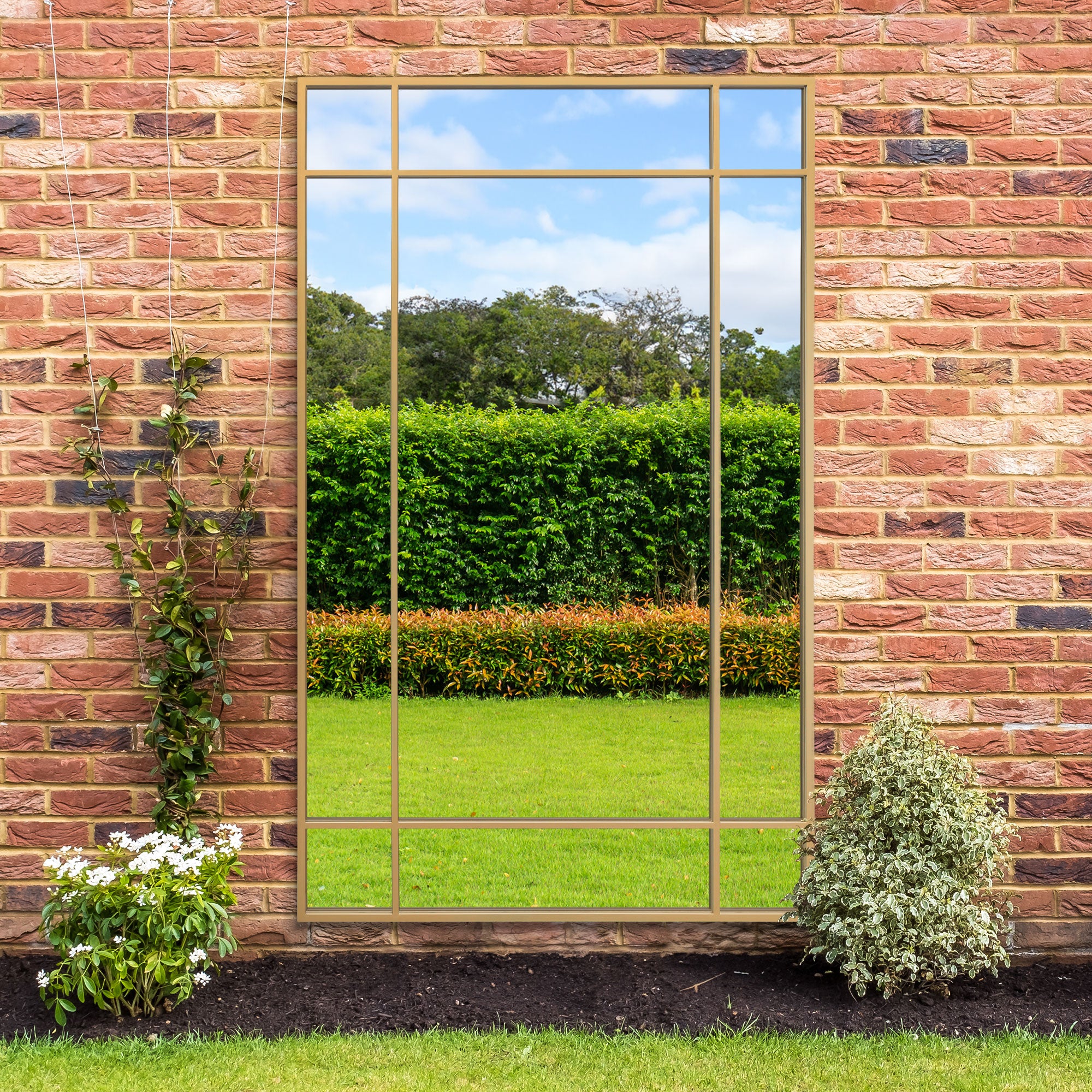 The Genestra - Gold Contemporary Wall & Leaner Garden Mirror 79"x 47" 200x120cm (15010548515194)