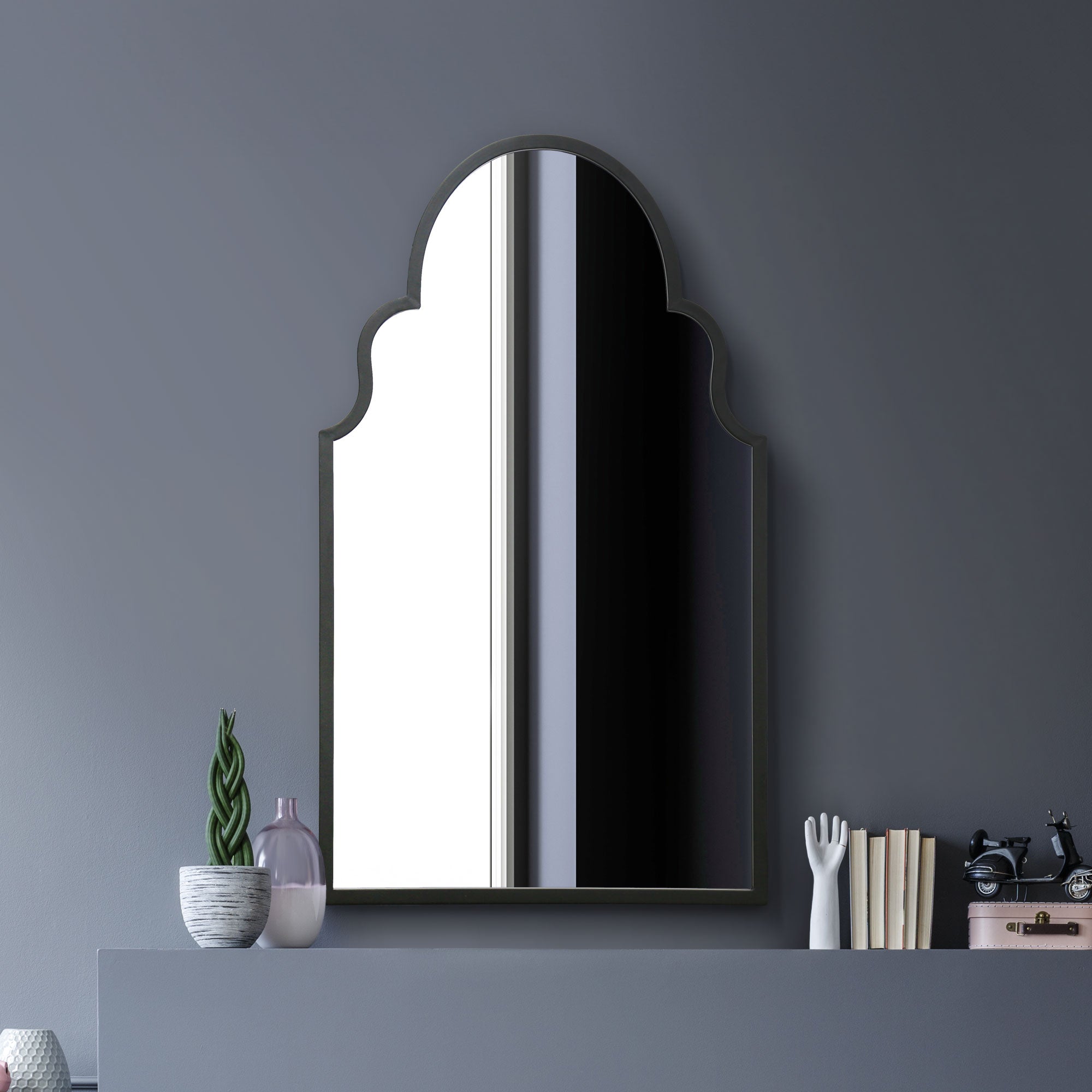 The Arcus - Black Metal Framed Arched Wall Mirror 41" X 24" (104CM X 61CM) (15010548646266)