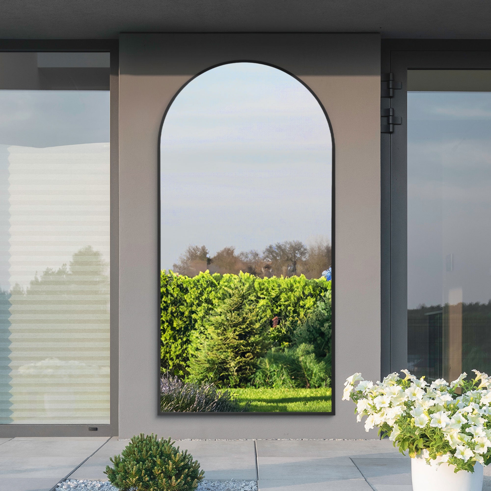 The Arcus - Black Framed Arched Leaner/Wall Garden Mirror 79" x 39" (200x100CM) (15010548744570)