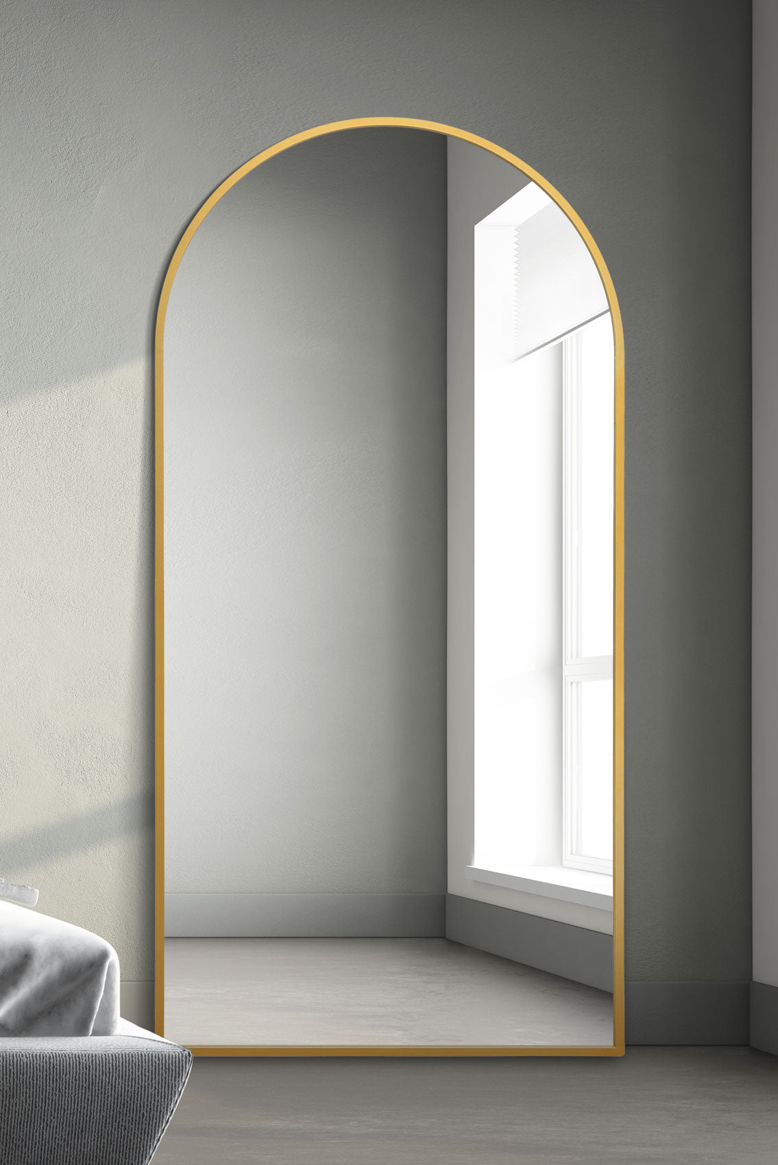 The Arcus - Gold Framed Arched Leaner/Wall Mirror 79" X 39" (200CM X 100CM) (15010548875642)