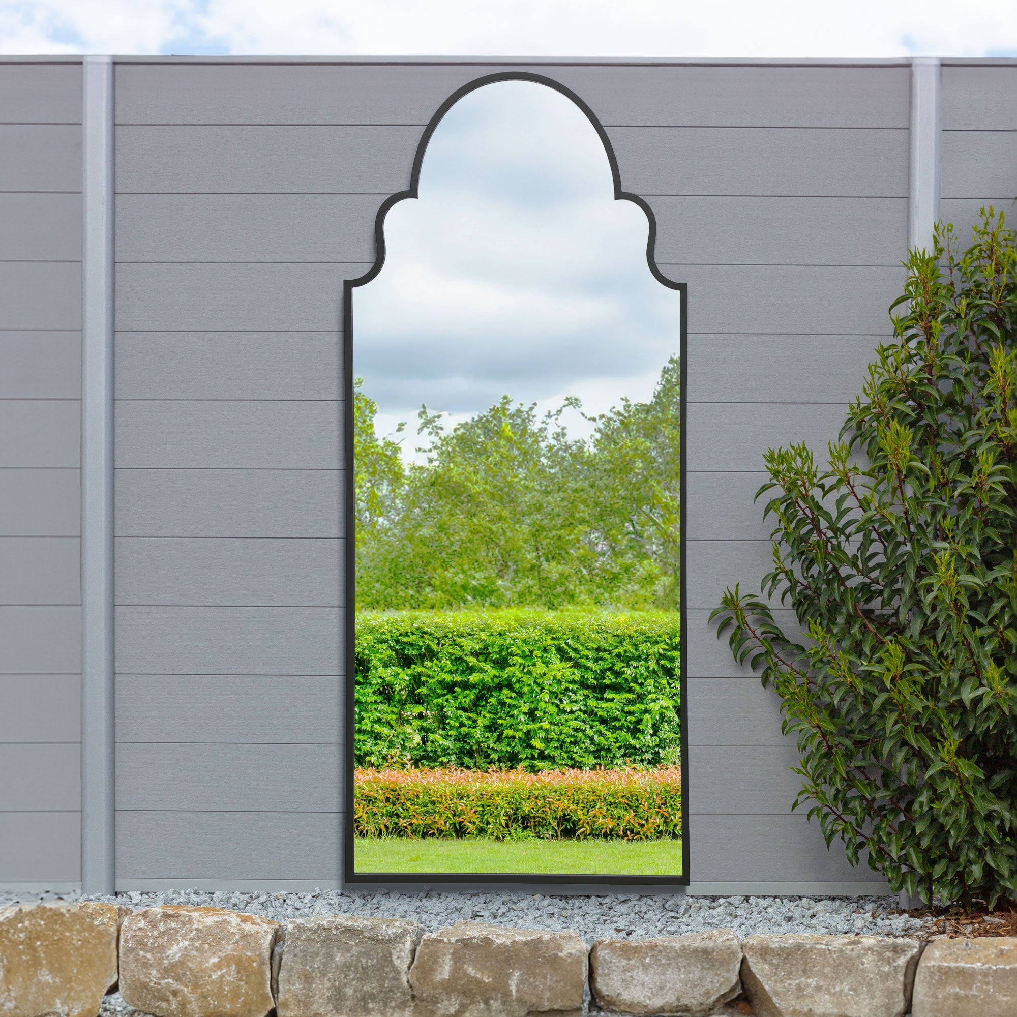 The Arcus - Black Framed Arched Leaner/Wall Garden Mirror 79" x 33" (200x85CM) (15010549694842)