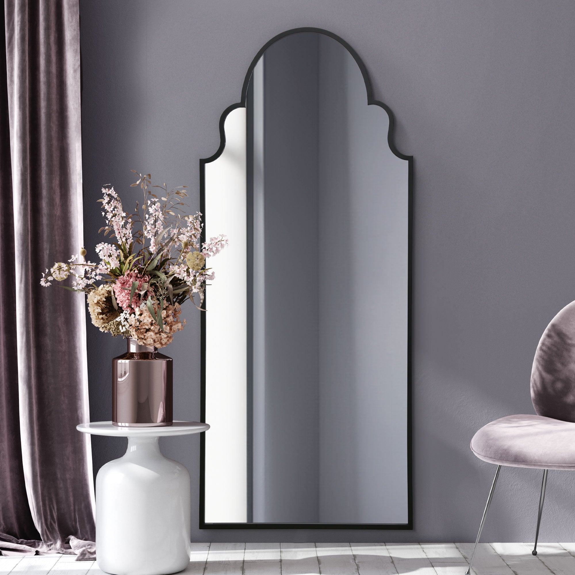 The Arcus - Black Framed Arched Leaner/Wall Mirror 79" X 33" (200CM X 85CM) (15010549793146)