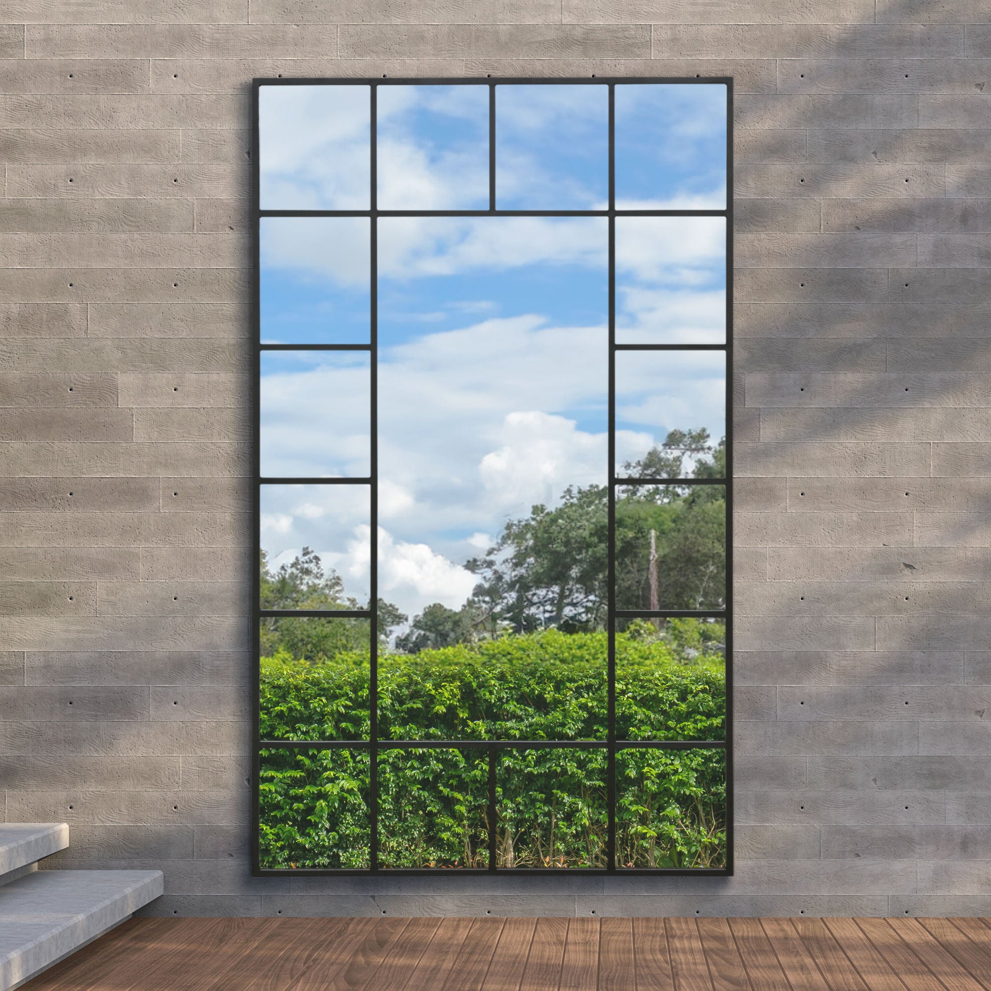 The Genestra - Black Modern Wall & Leaner Garden Mirror 79"x 47" 200x120cm (15010552480122)