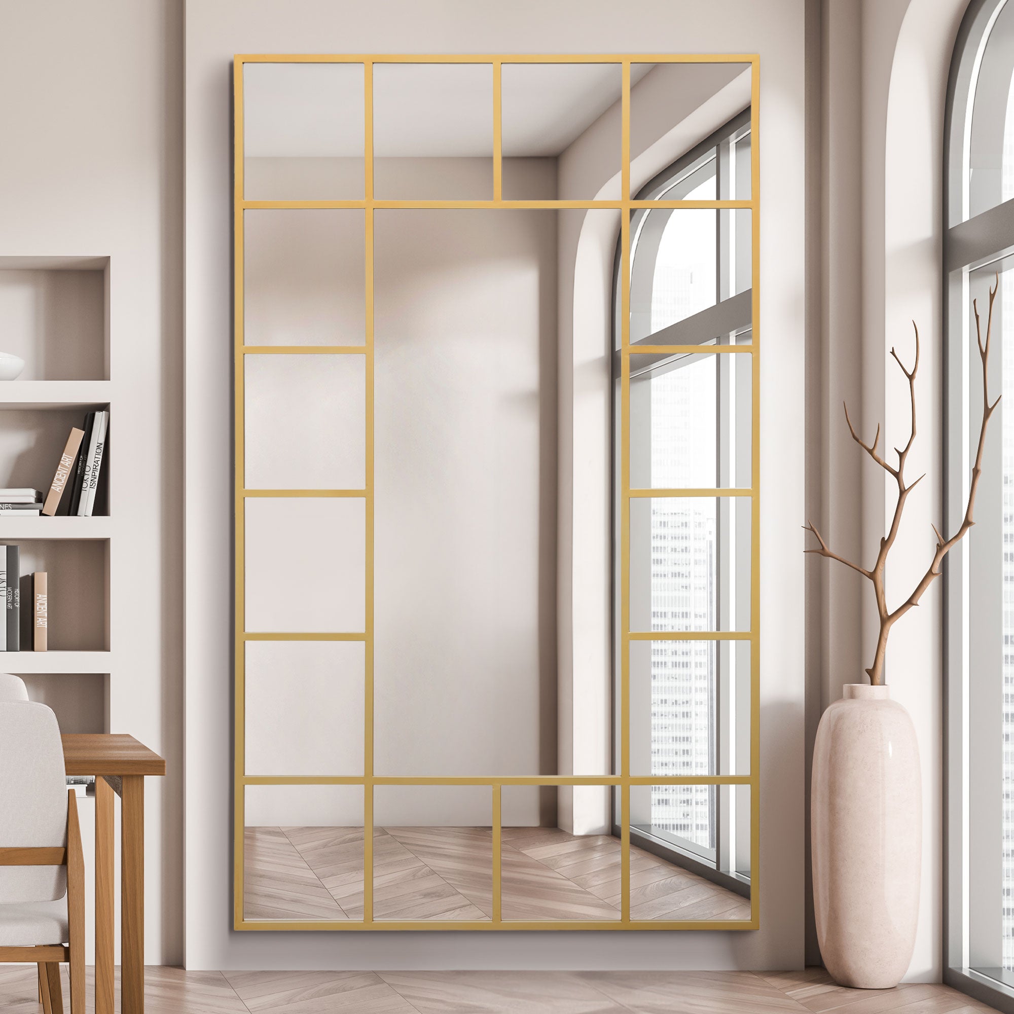 The Fenestra - Gold Modern Wall and Leaner Mirror 79" X 47" (200 x 120CM) (15010552578426)