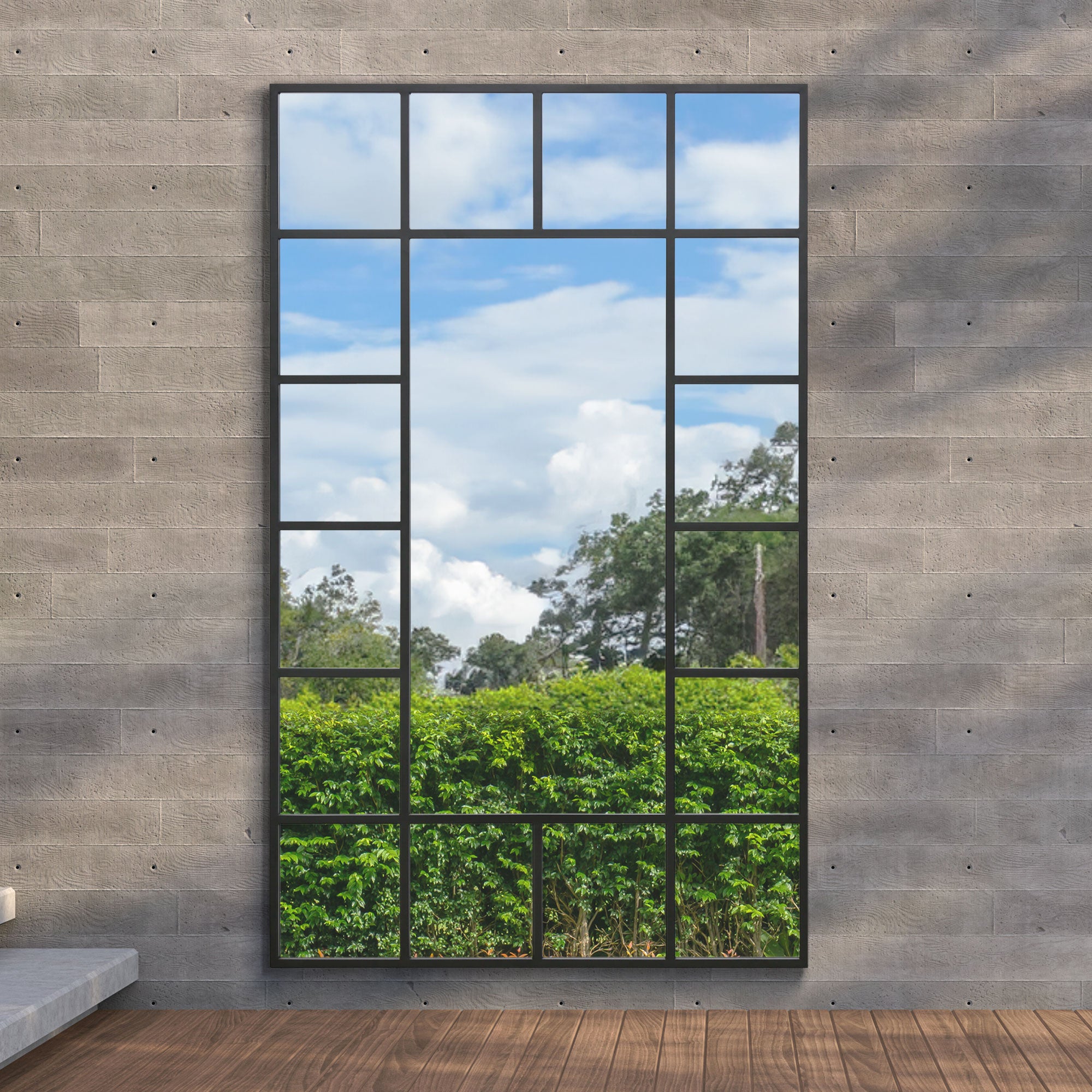 The Genestra - Black Modern Wall & Leaner Garden Mirror 71"x 43" 180x110cm (15010552611194)