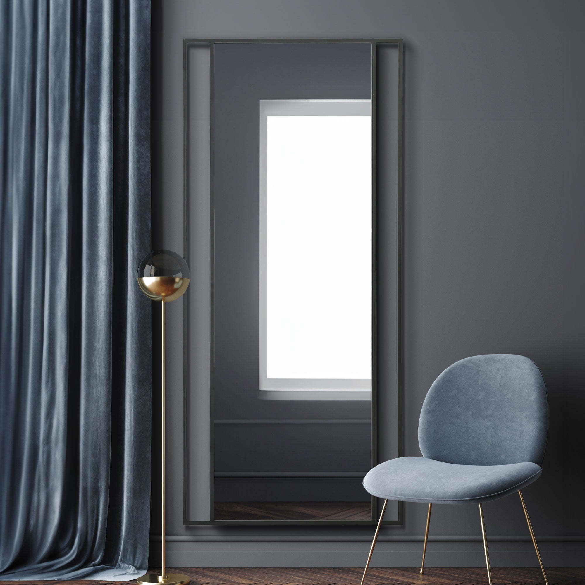The Fenestra - Black Modern Wall and Leaner Mirror 79" X 35" (200 x 90CM) (15010552840570)