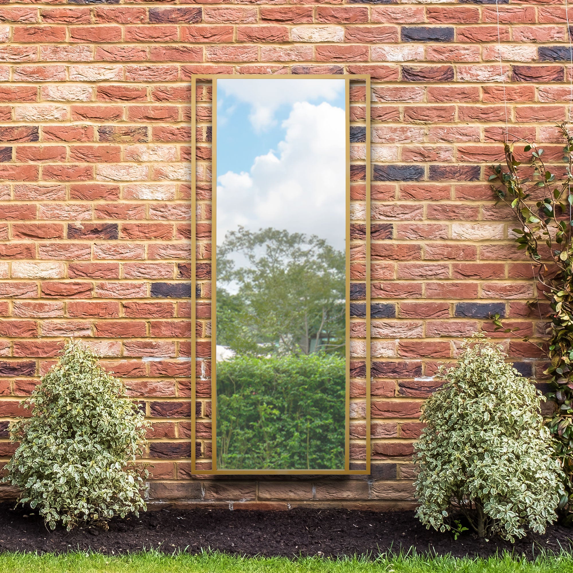 The Genestra - Gold Modern Wall & Leaner Garden Mirror 71"x 31" 180x80cm (15010553037178)