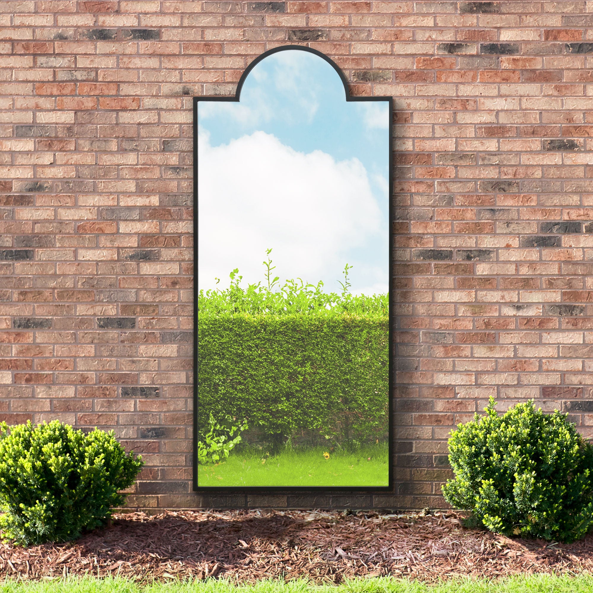 The Genestra - Black Modern Wall & Leaner Garden Mirror 75"x 33" 190x85cm (15010553102714)