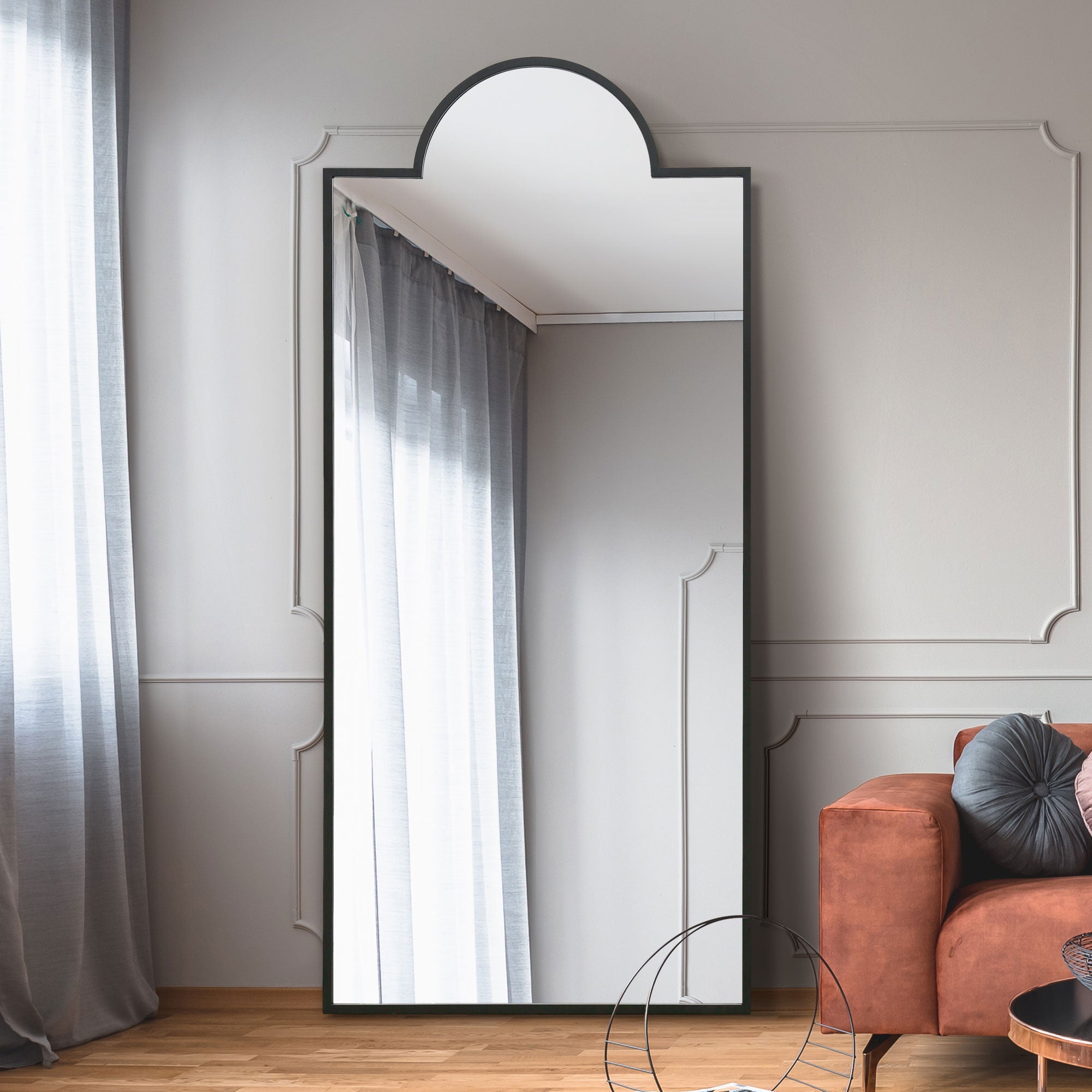 The Fenestra - Black Modern Wall and Leaner Mirror 75" X 33" (190 x 85CM) (15010553168250)