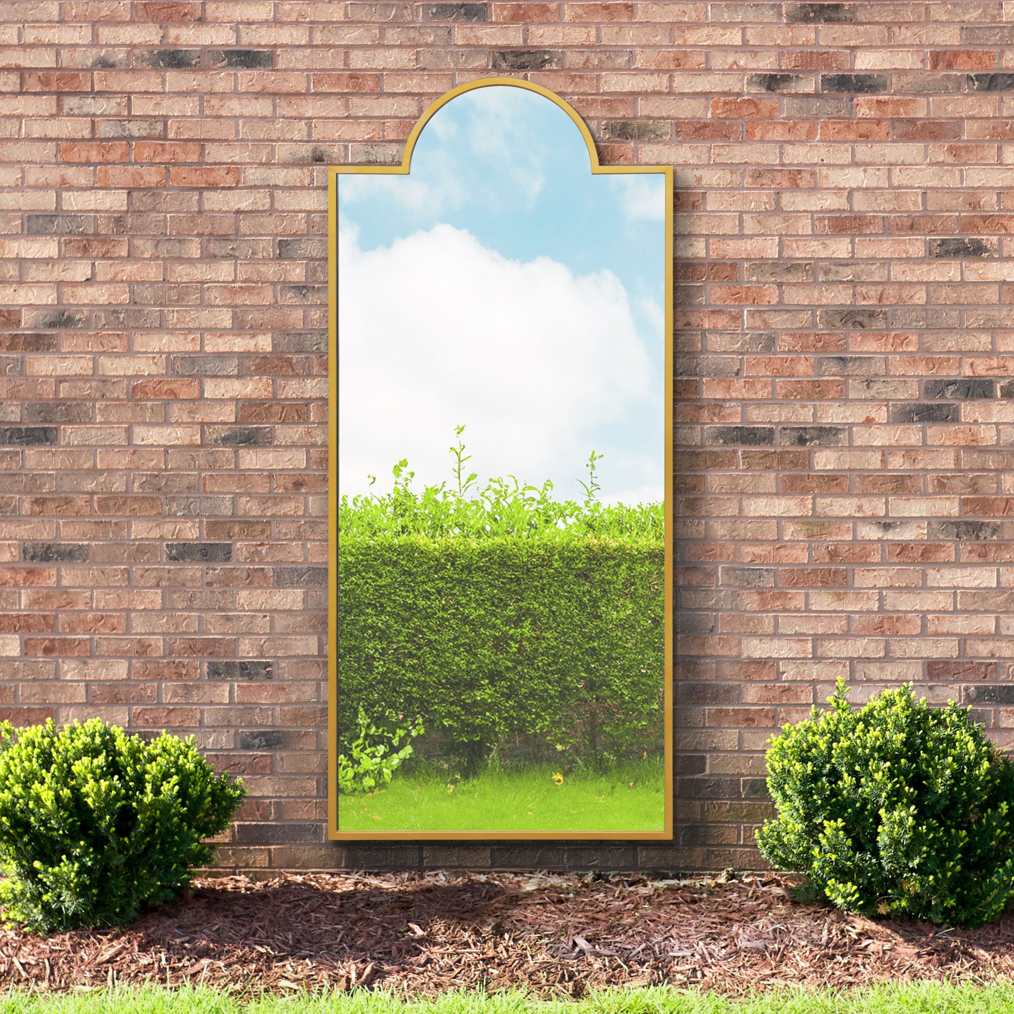 The Genestra - Gold Contemporary Wall & Leaner Garden Mirror 75"x 33" 190x85cm (15010553201018)