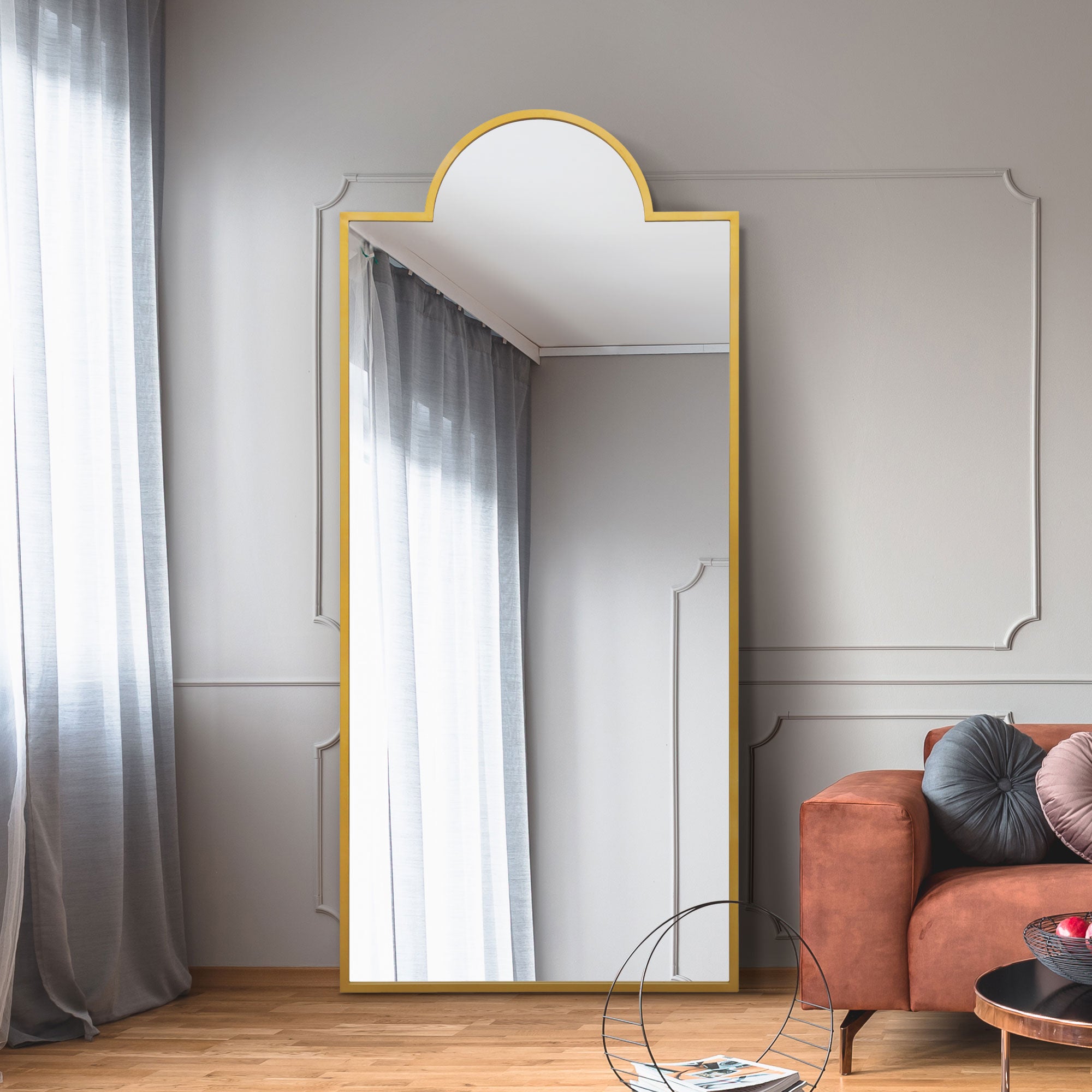 The Fenestra - Gold Modern Wall and Leaner Mirror 75" X 33" (190 x 85CM) (15010553233786)
