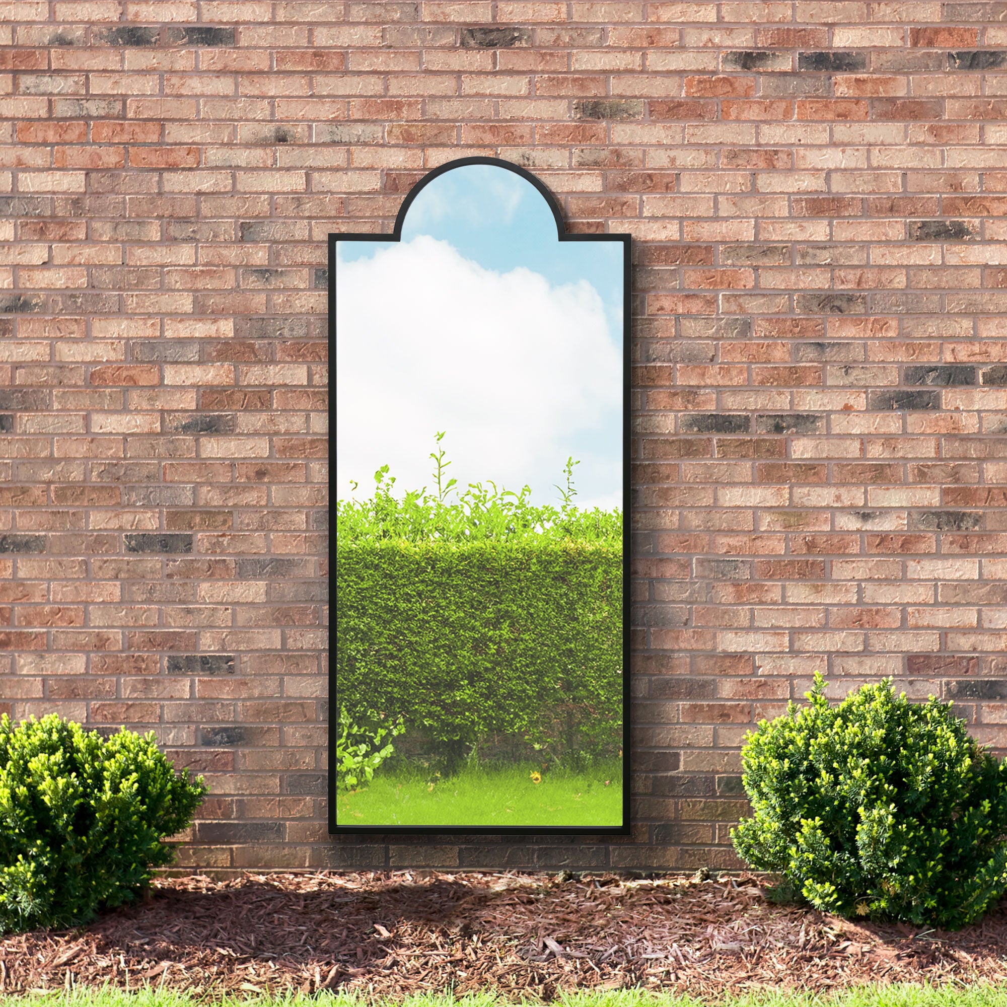 The Genestra - Black Contemporary Wall & Leaner Garden Mirror 67"x 29" 170x75cm (15010553266554)