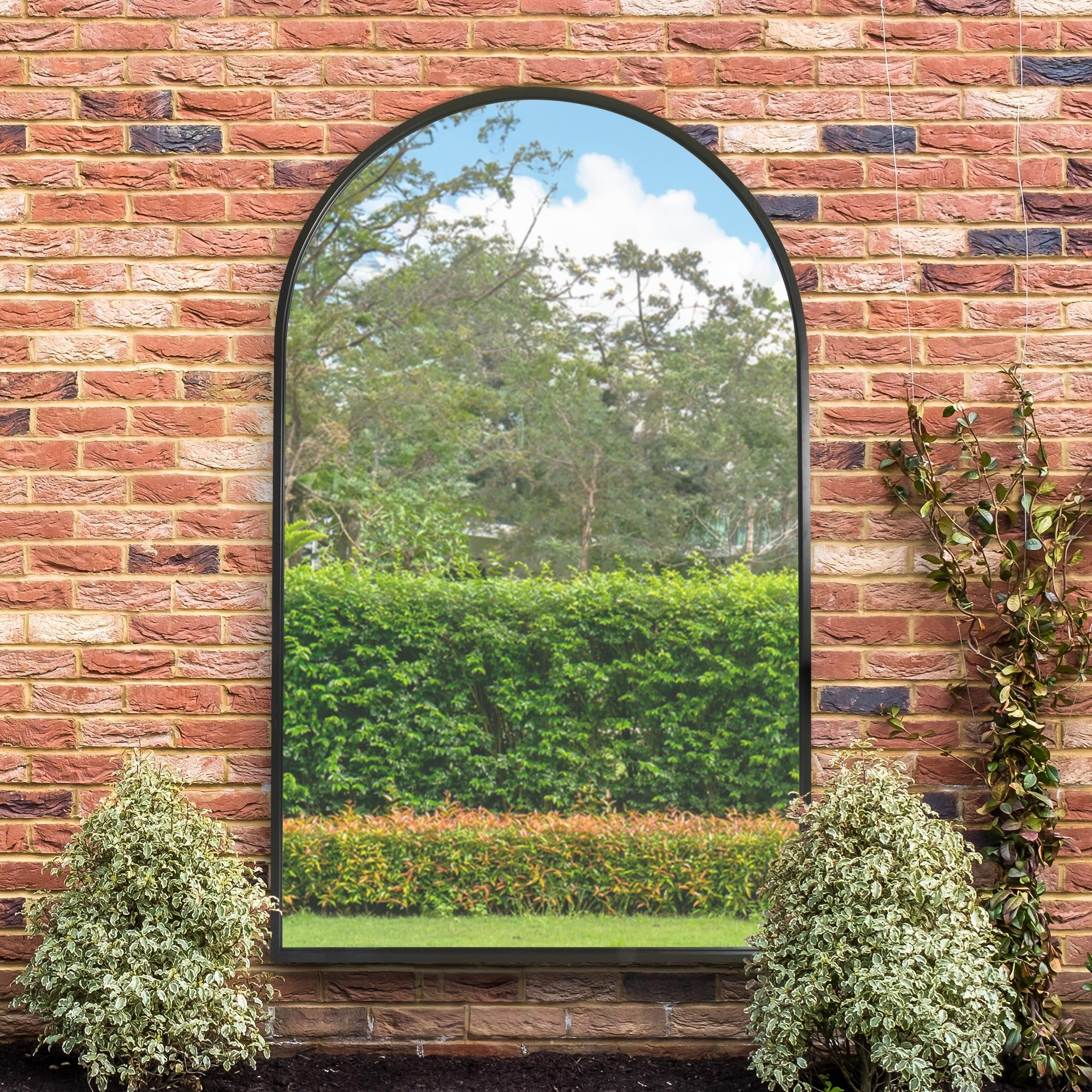The Arcus - Black Framed Arched Leaner/Wall Garden Mirror 75" x 47" (190x120CM) (15010553430394)