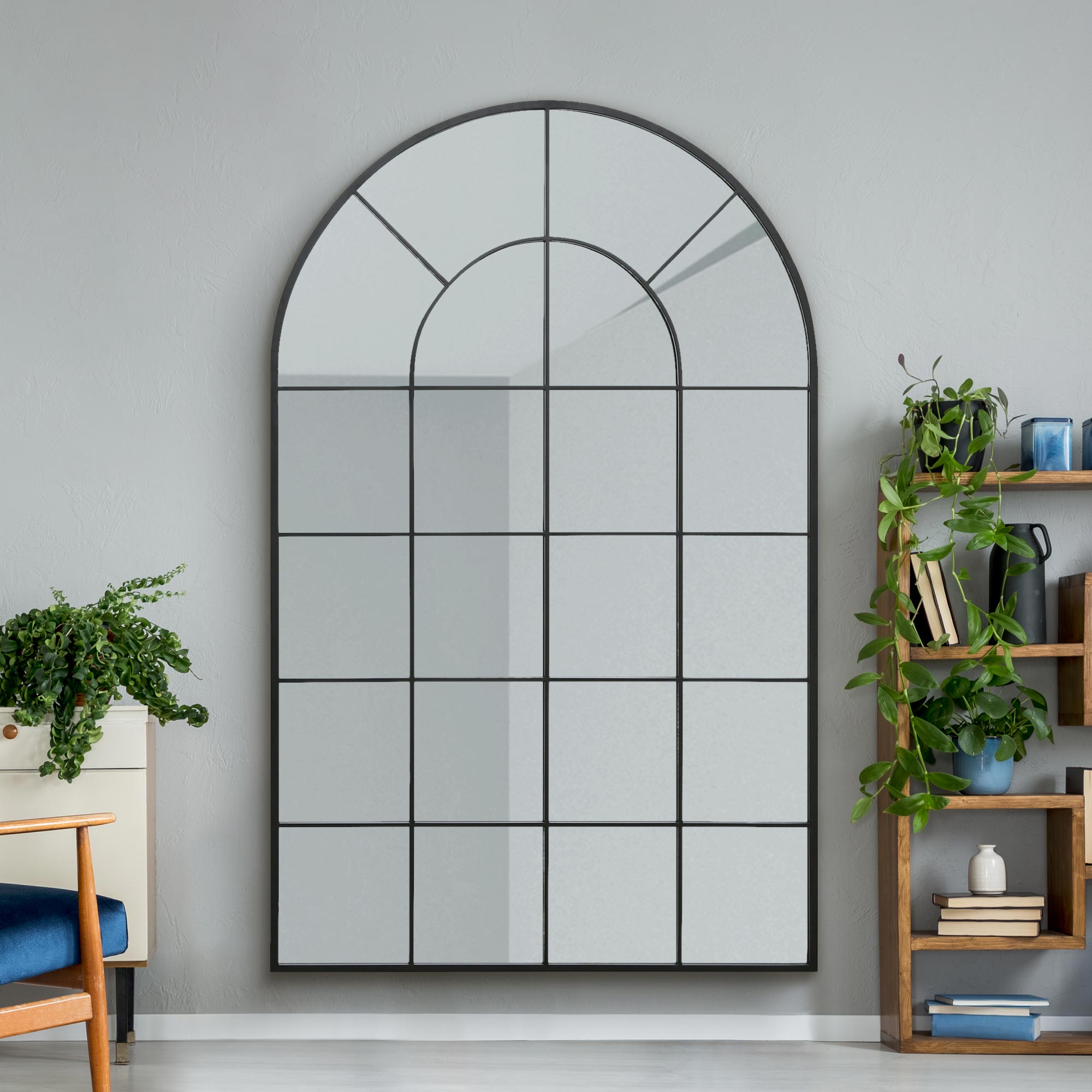 The Arcus - Black Framed Arched Window Leaner/Wall Mirror 75" X 47" (190x120CM) Suitable for Inside and Outside! (15010554642810)