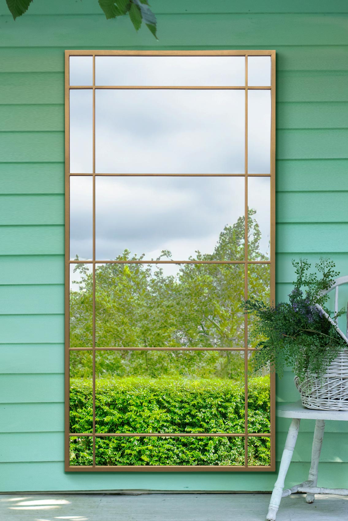 The Tabula - New Gold Metal Framed Window Wall or Leaner Garden Mirror 71" X 35" (180CM X 90CM) (15010555330938)